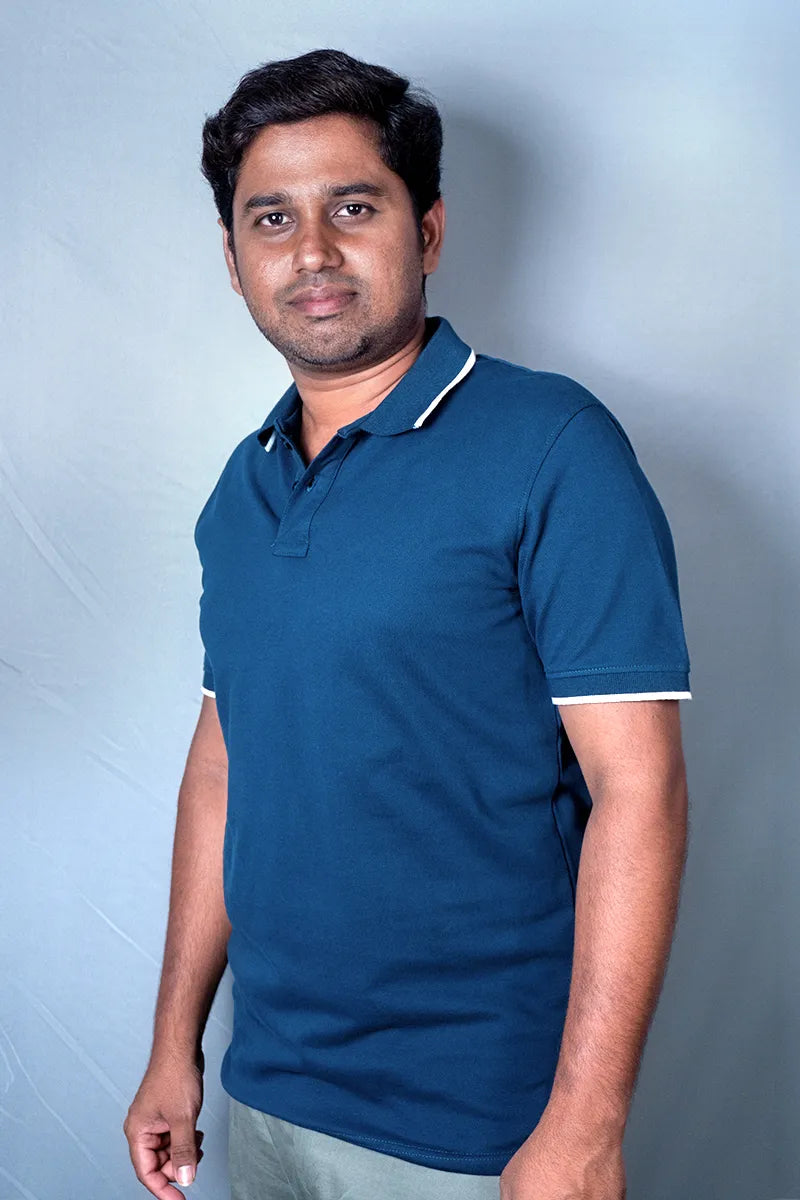 Cotton Collar T-Shirt - Air Force Green Main image