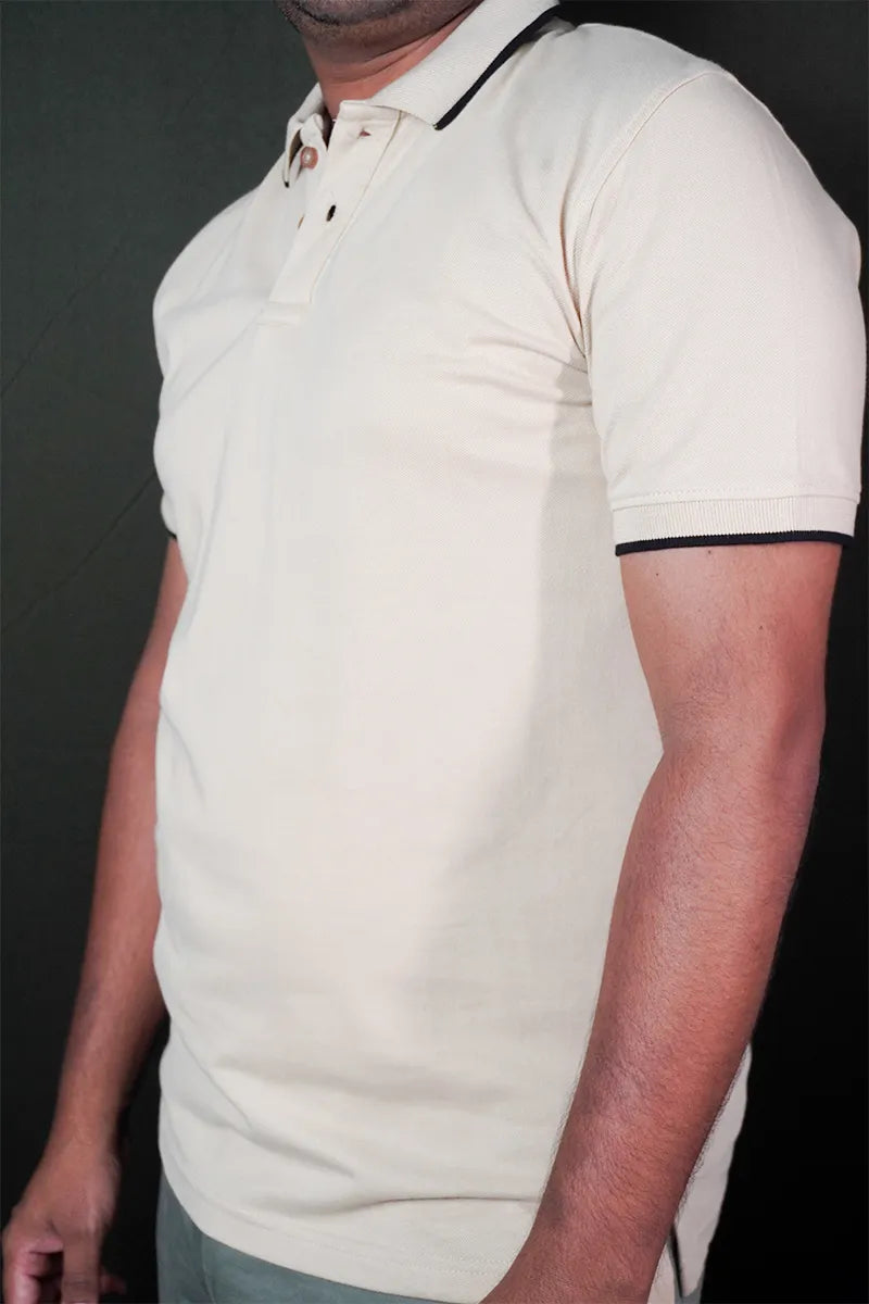 Cotton Collar T-Shirt - Biscut Secondary image