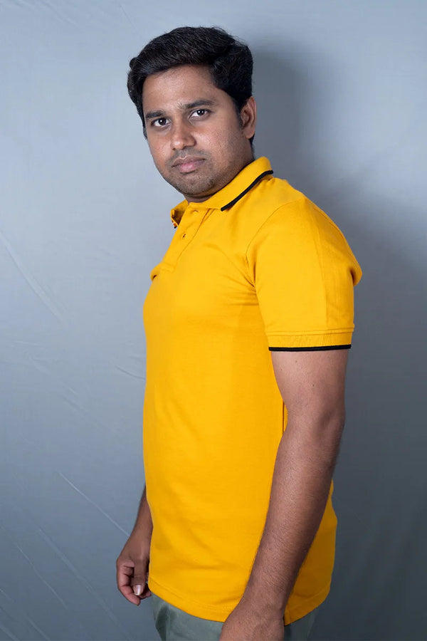 Cotton Collar T-Shirt - Yellow