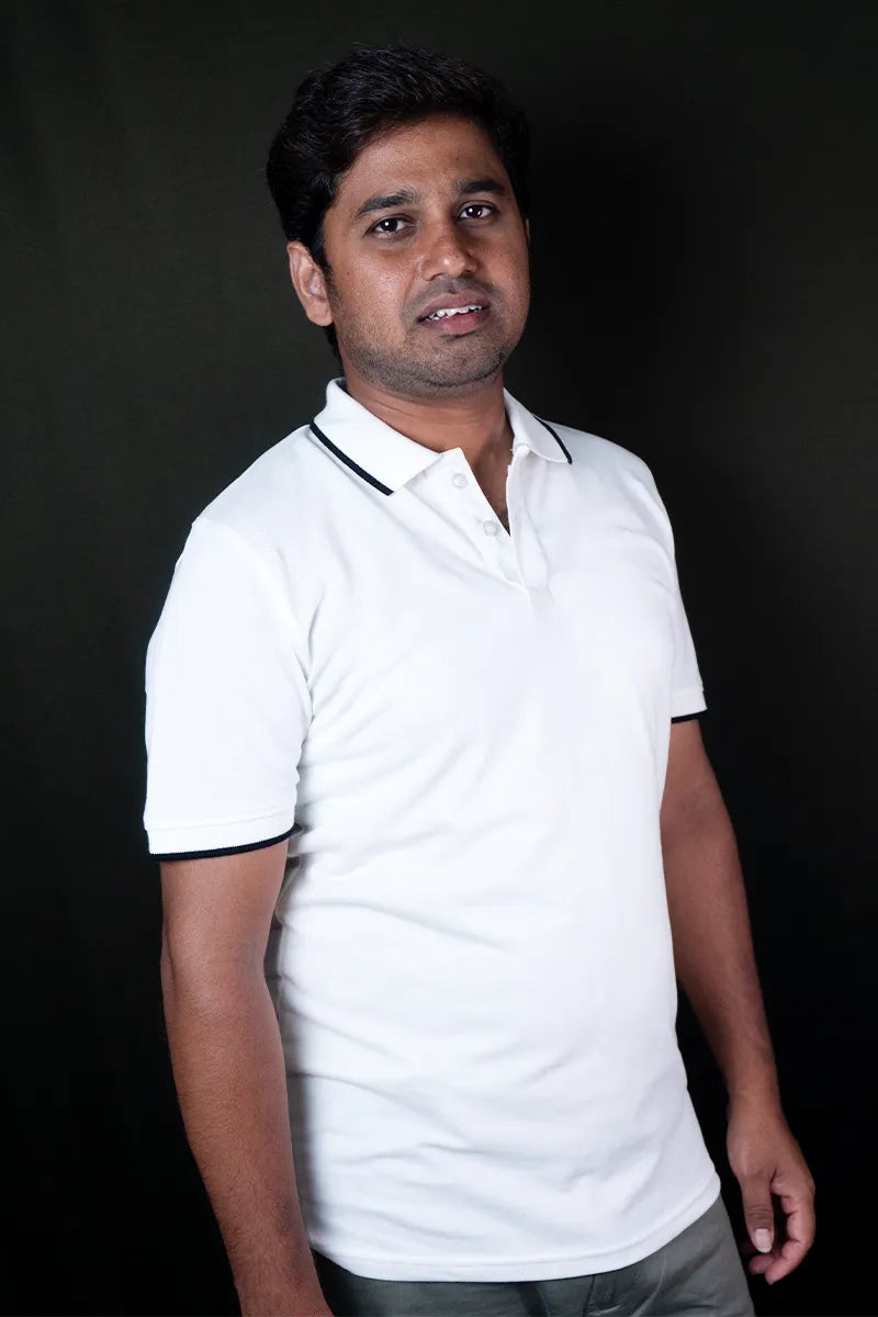 Cotton Collar T-Shirt - White
