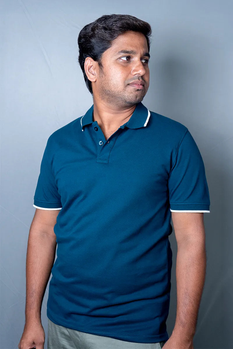 Cotton Collar T-Shirt - Air Force Green Secondary image
