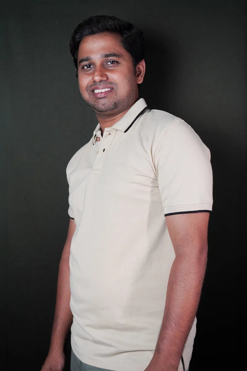Cotton Collar T-Shirt - Biscut Main image