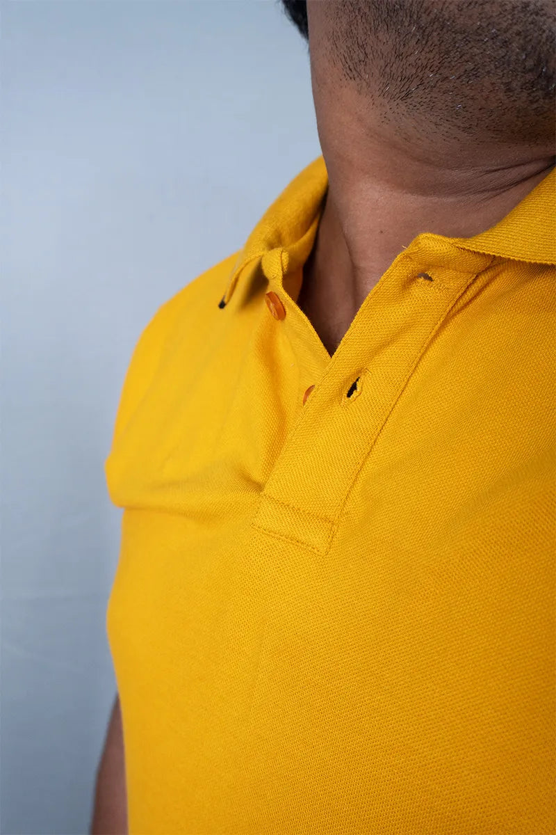 Cotton Collar T-Shirt - Yellow
