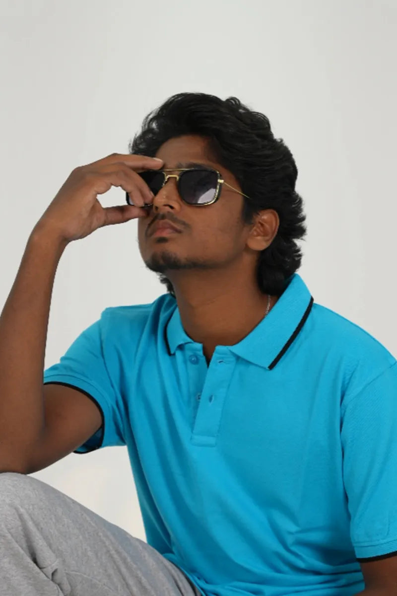 Cotton Collar T-Shirt - Sky Blue Secondary image