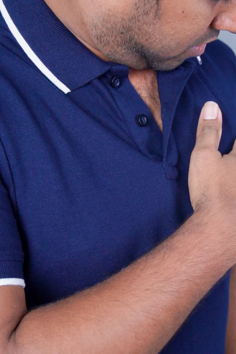 Cotton Collar T-Shirt - Navy