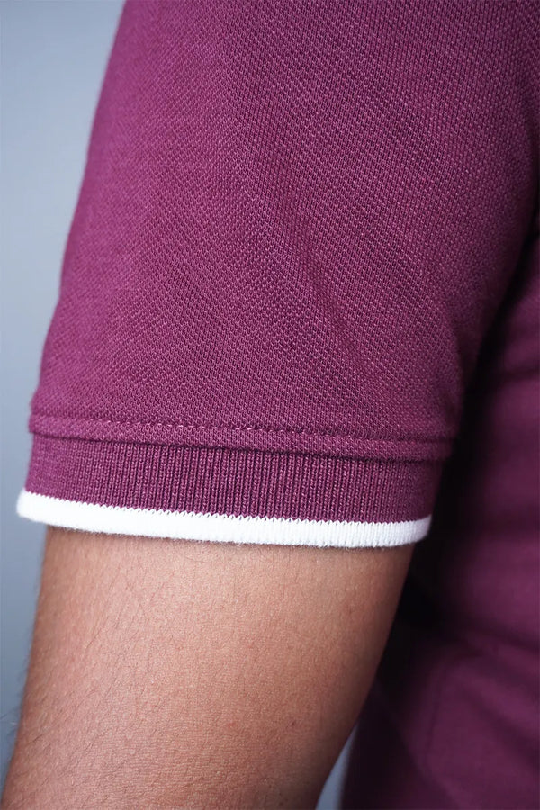 Cotton Collar T-Shirt - Maroon