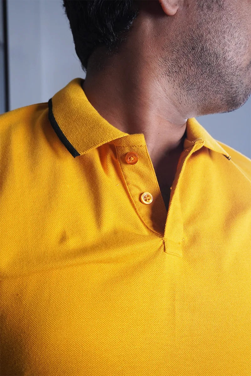 Cotton Collar T-Shirt - Yellow