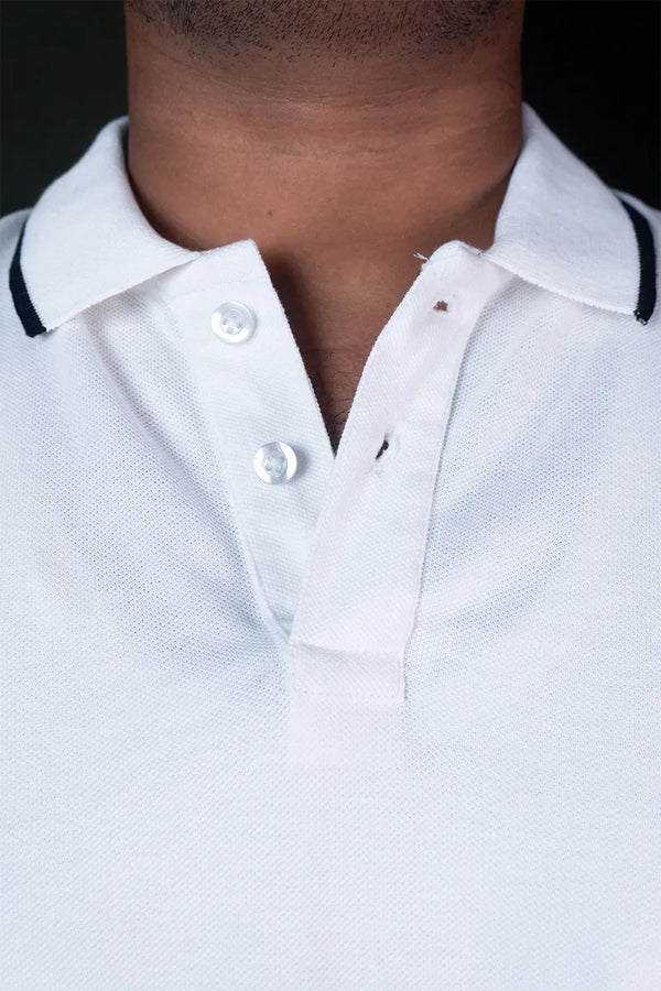Cotton Collar T-Shirt - White