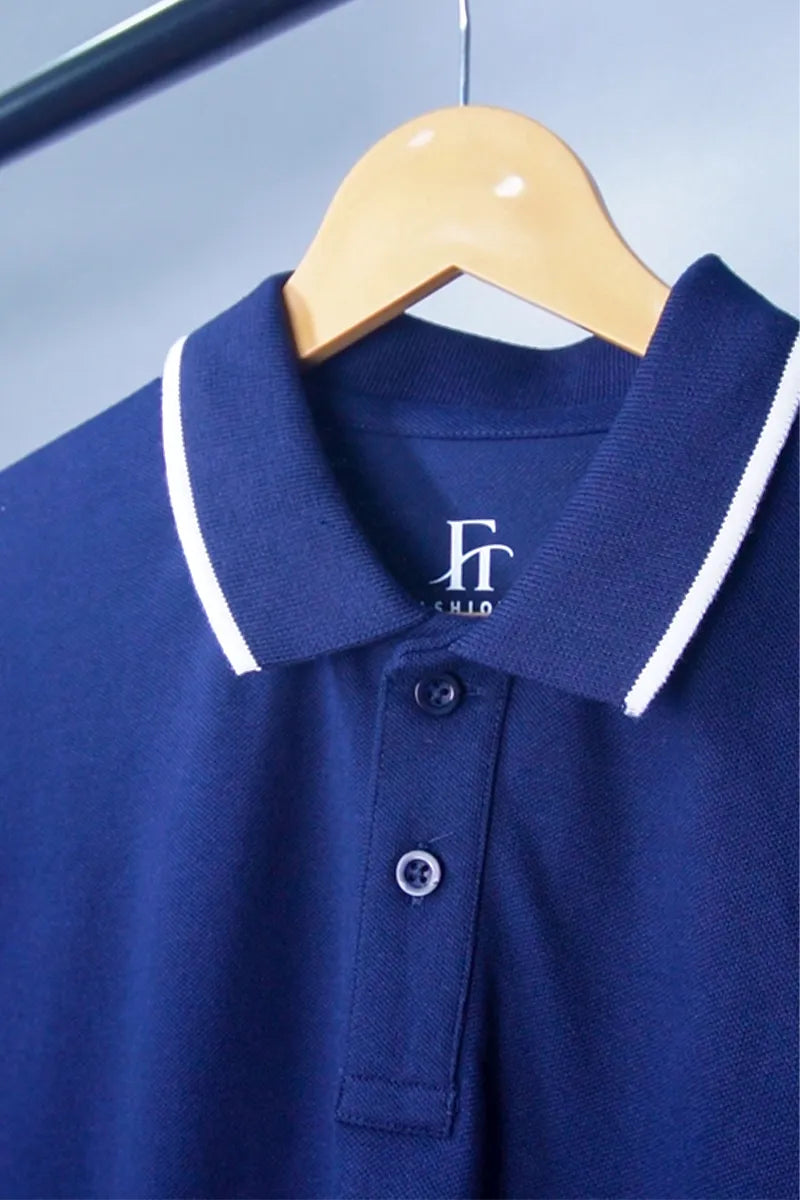 Cotton Collar T-Shirt - Navy Secondary image