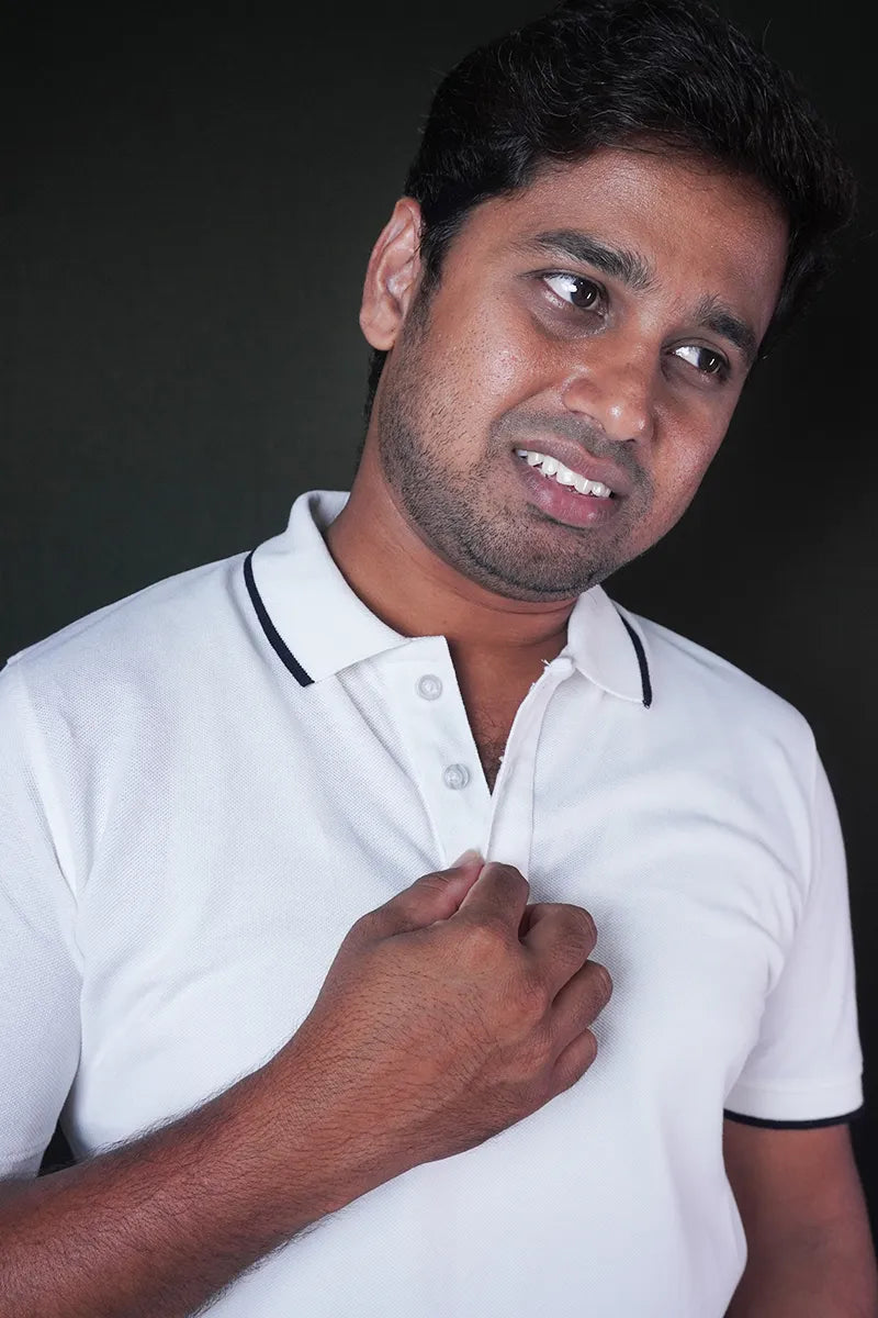 Cotton Collar T-Shirt - White