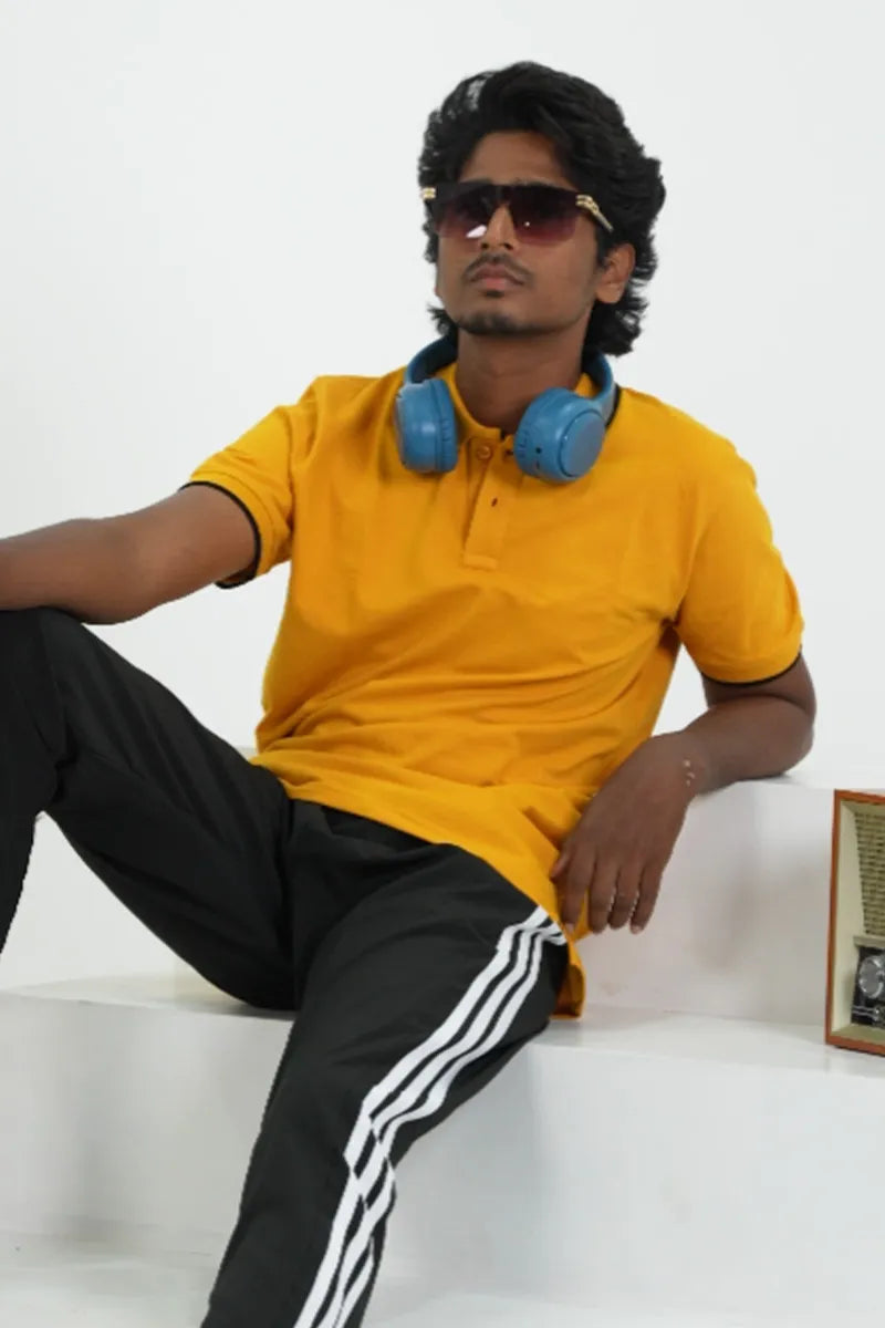Cotton Collar T-Shirt - Yellow