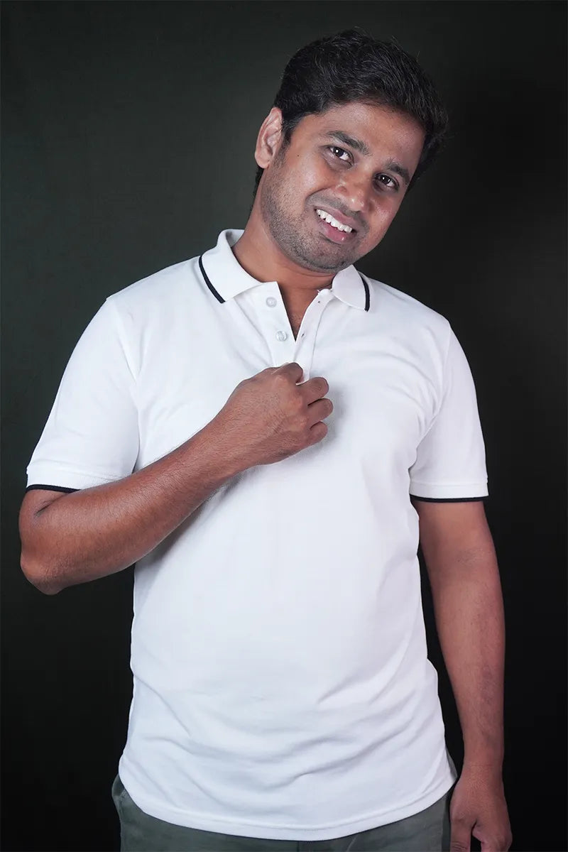 Cotton Collar T-Shirt - White Secondary image