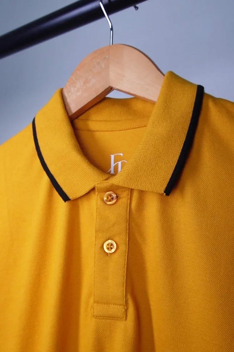 Cotton Collar T-Shirt - Yellow