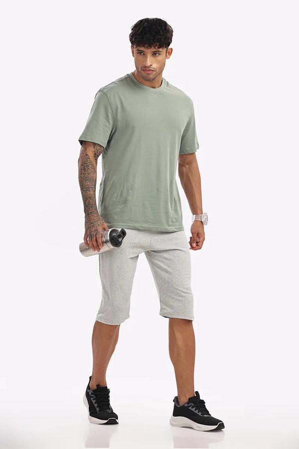 White Mellange - 3/4th Shorts
