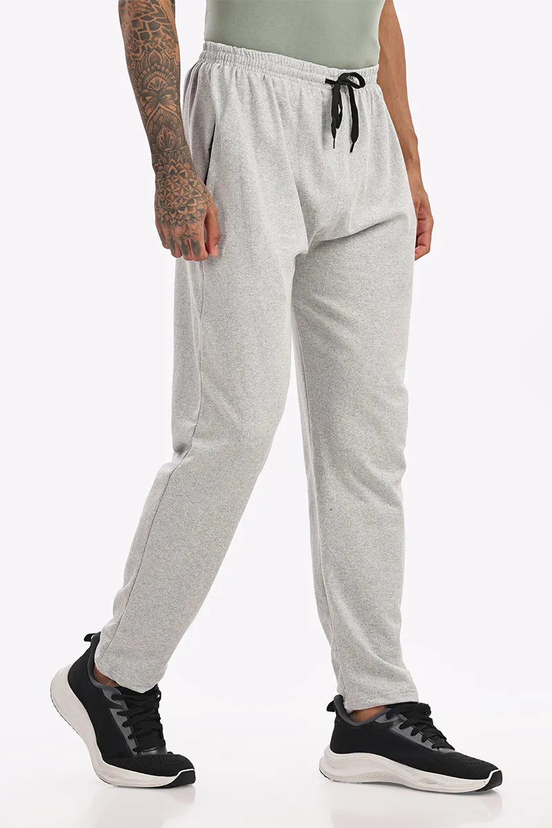 Cotton Track Pant - White Mellange