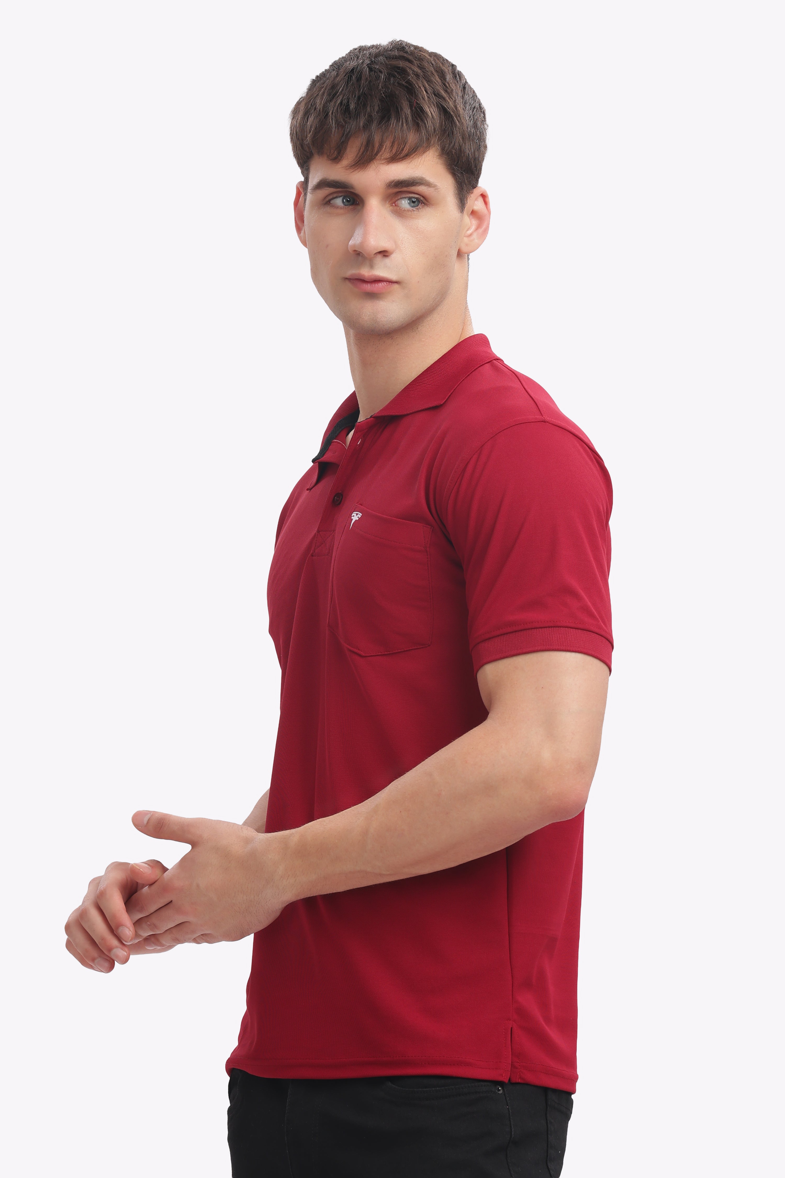 Men's Collar T-Shirt ( Maroon )