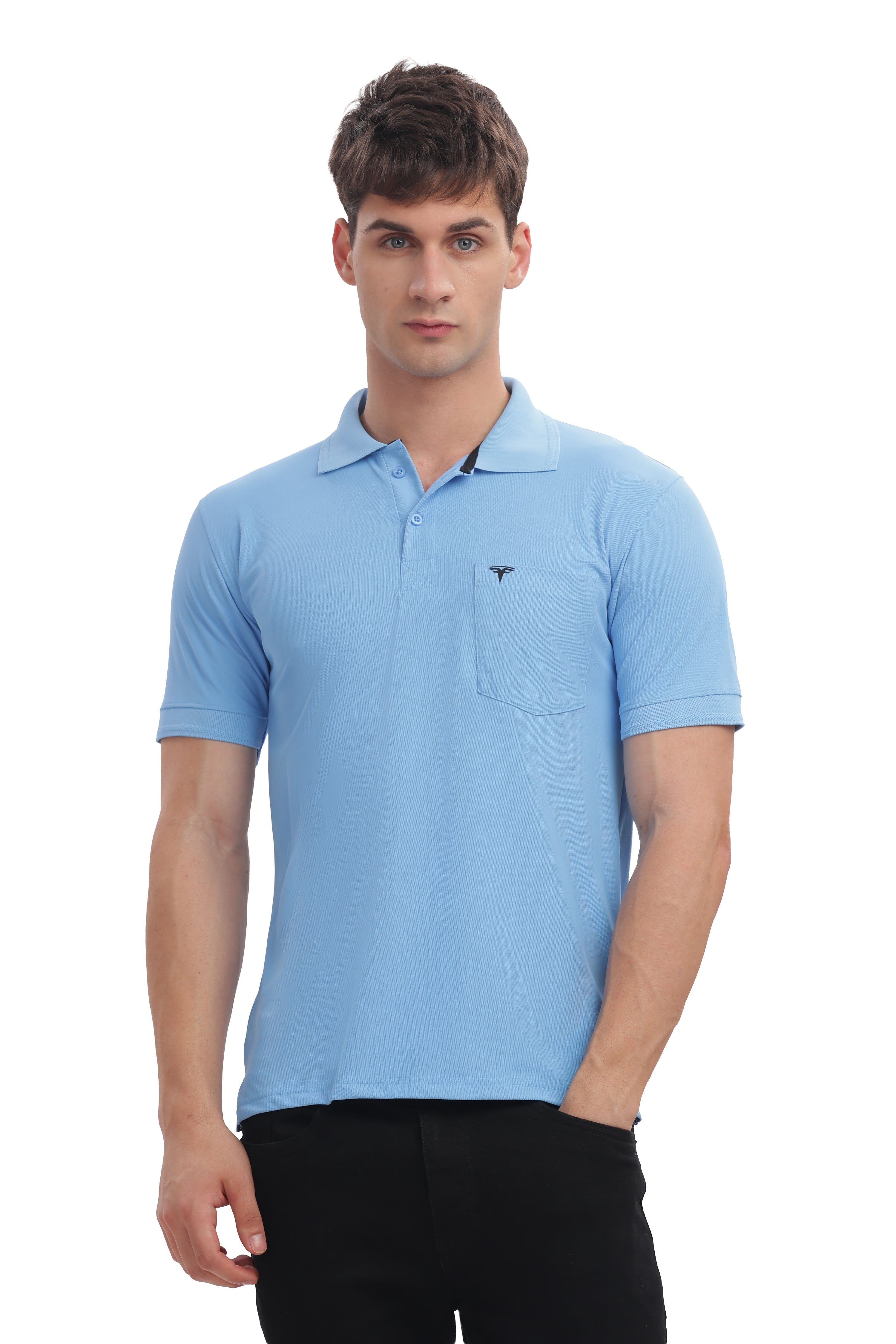 MARS “Sky Breeze” Collar T-Shirt – Light Blue