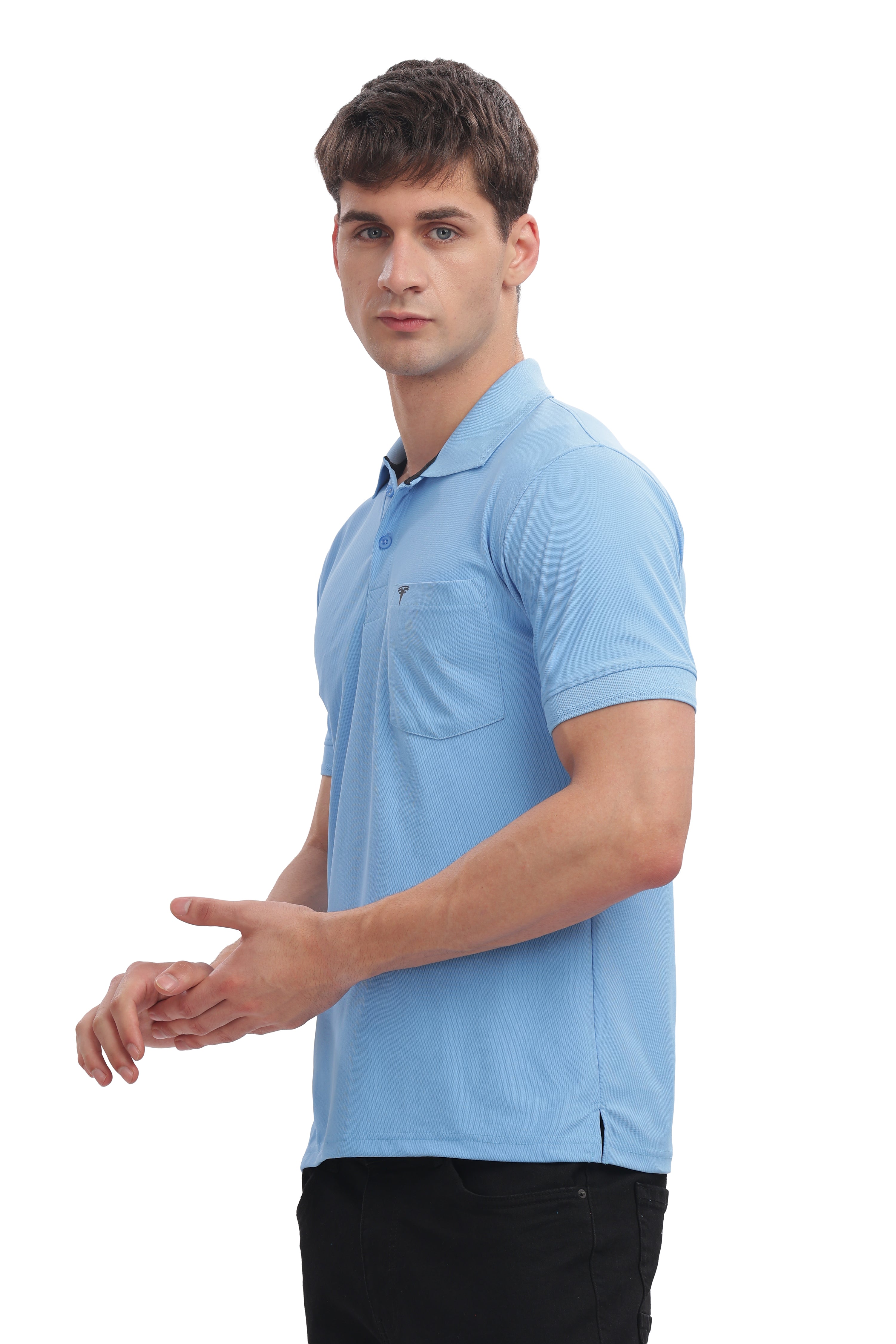MARS “Sky Breeze” Collar T-Shirt – Light Blue
