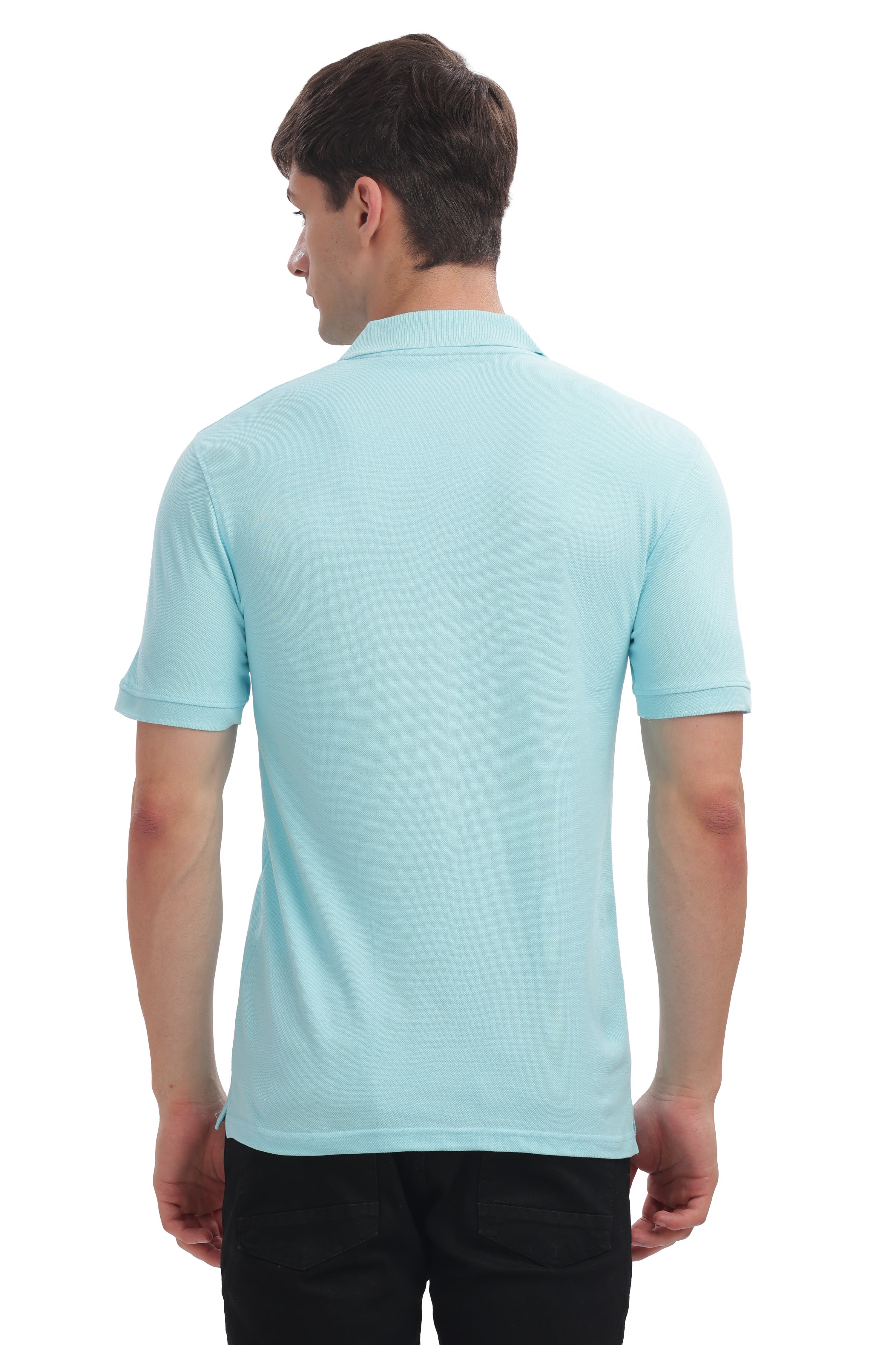 Men’s Sky Blue Cotton Collared T-Shirt | Cool Summer Wear