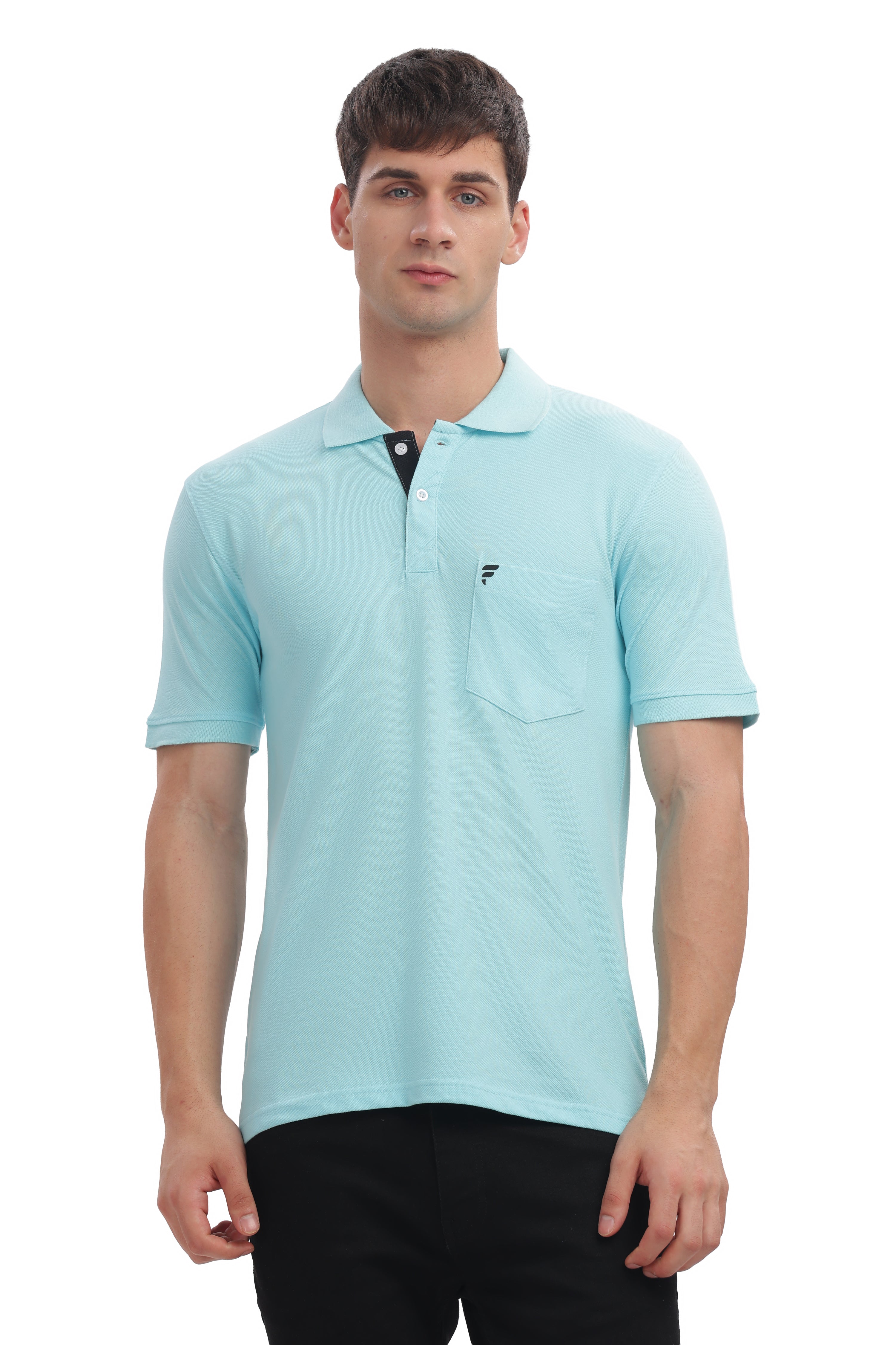 Men’s Sky Blue Cotton Collared T-Shirt | Cool Summer Wear