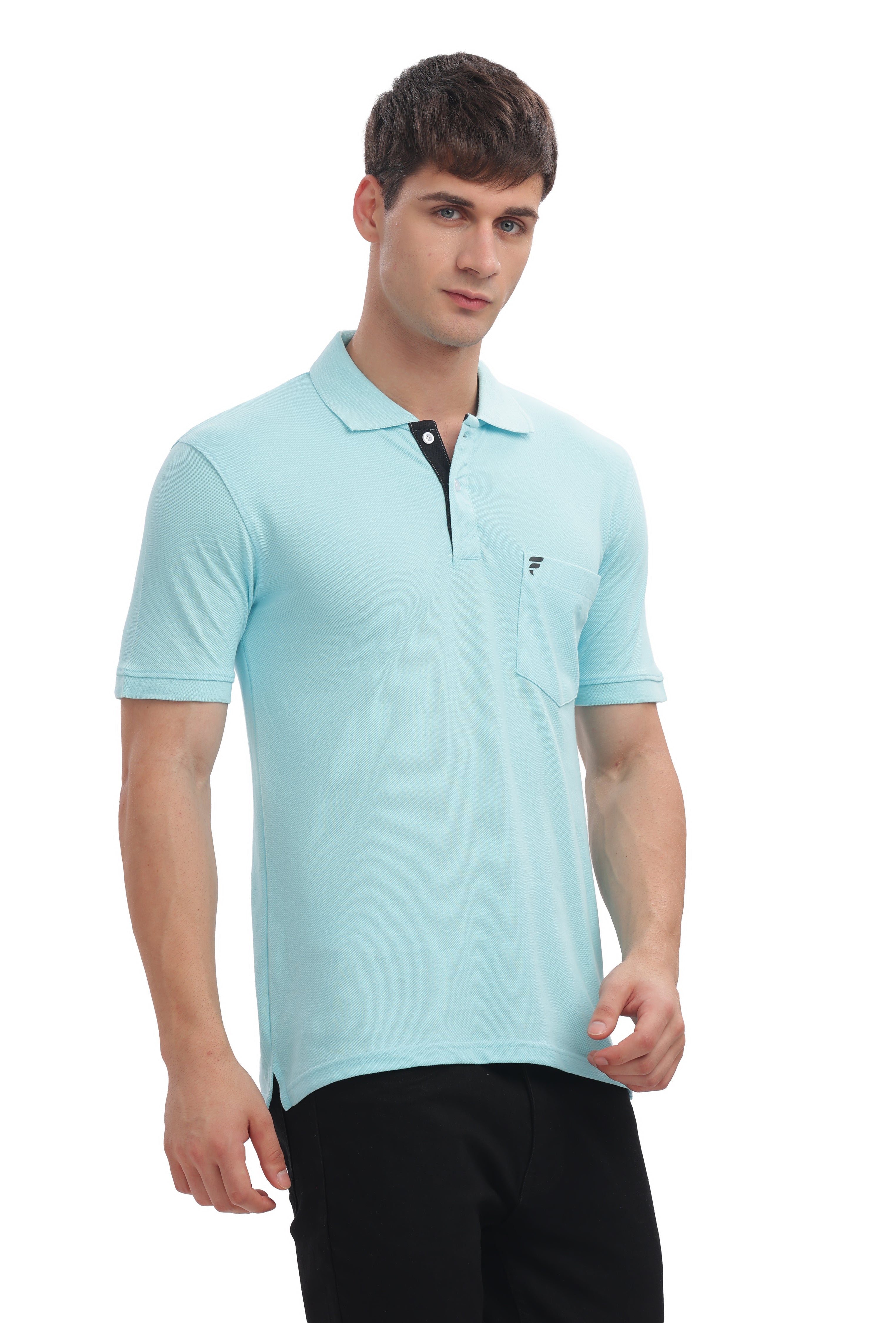 Men’s Sky Blue Cotton Collared T-Shirt | Cool Summer Wear