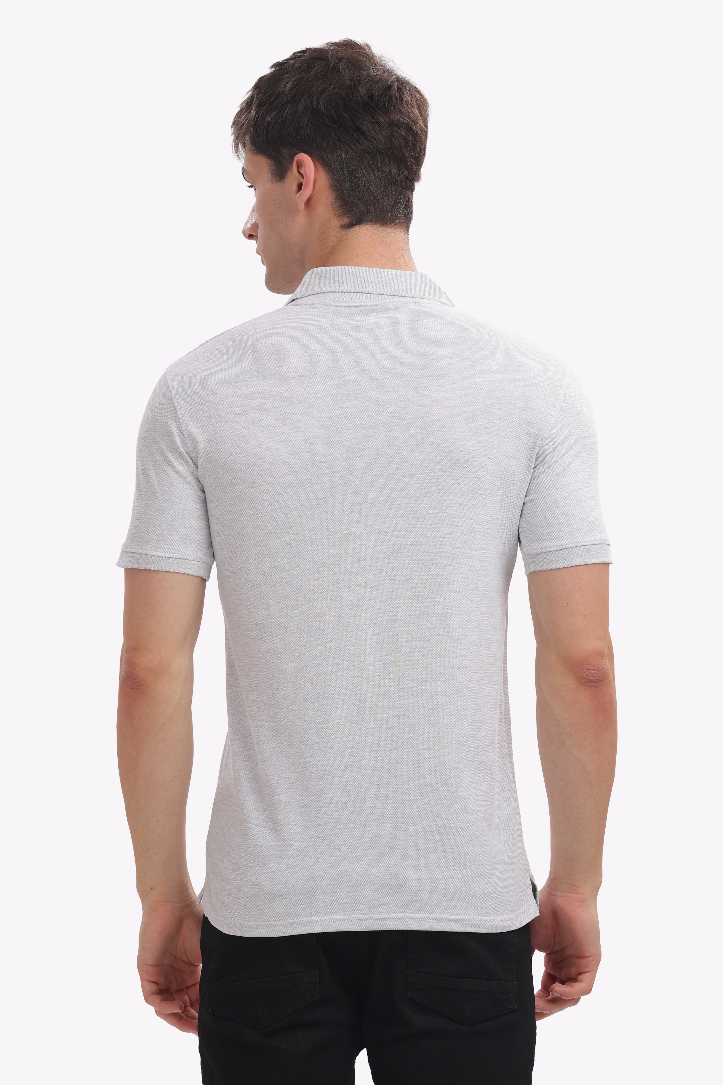 Men’s Ash Grey Cotton Collared Polo | Subtle, Cool & Versatile