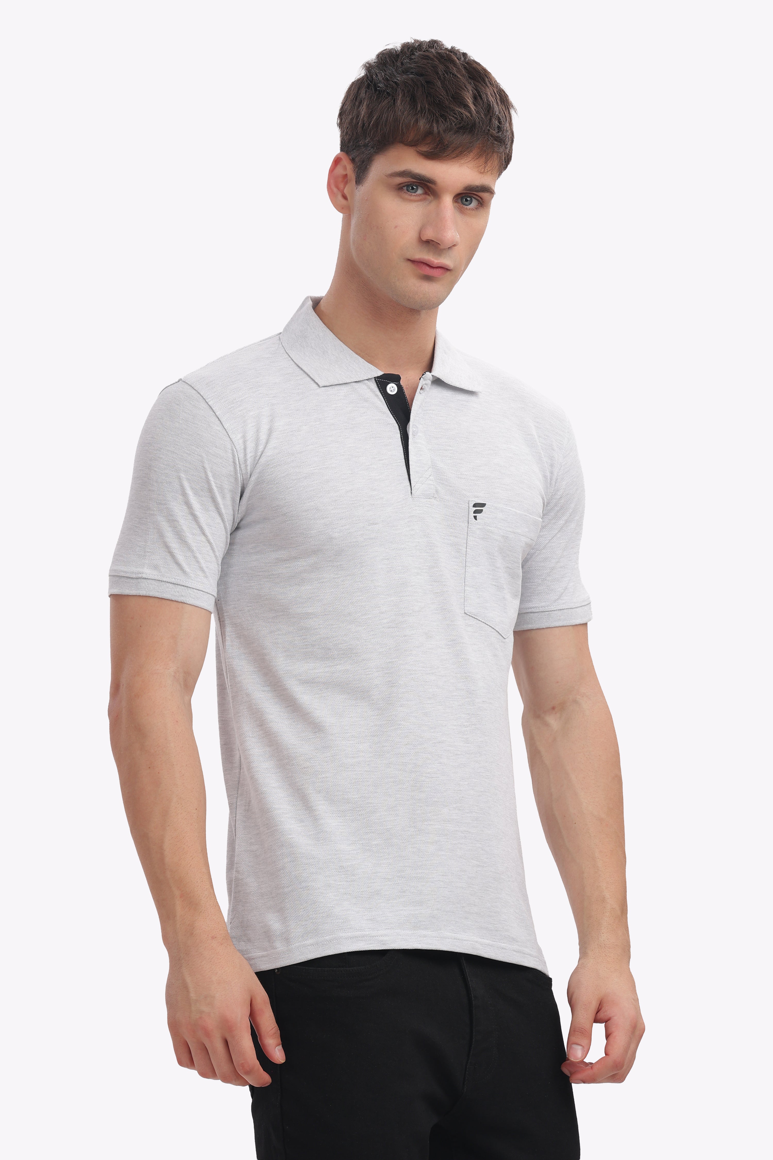 Men’s Ash Grey Cotton Collared Polo | Subtle, Cool & Versatile