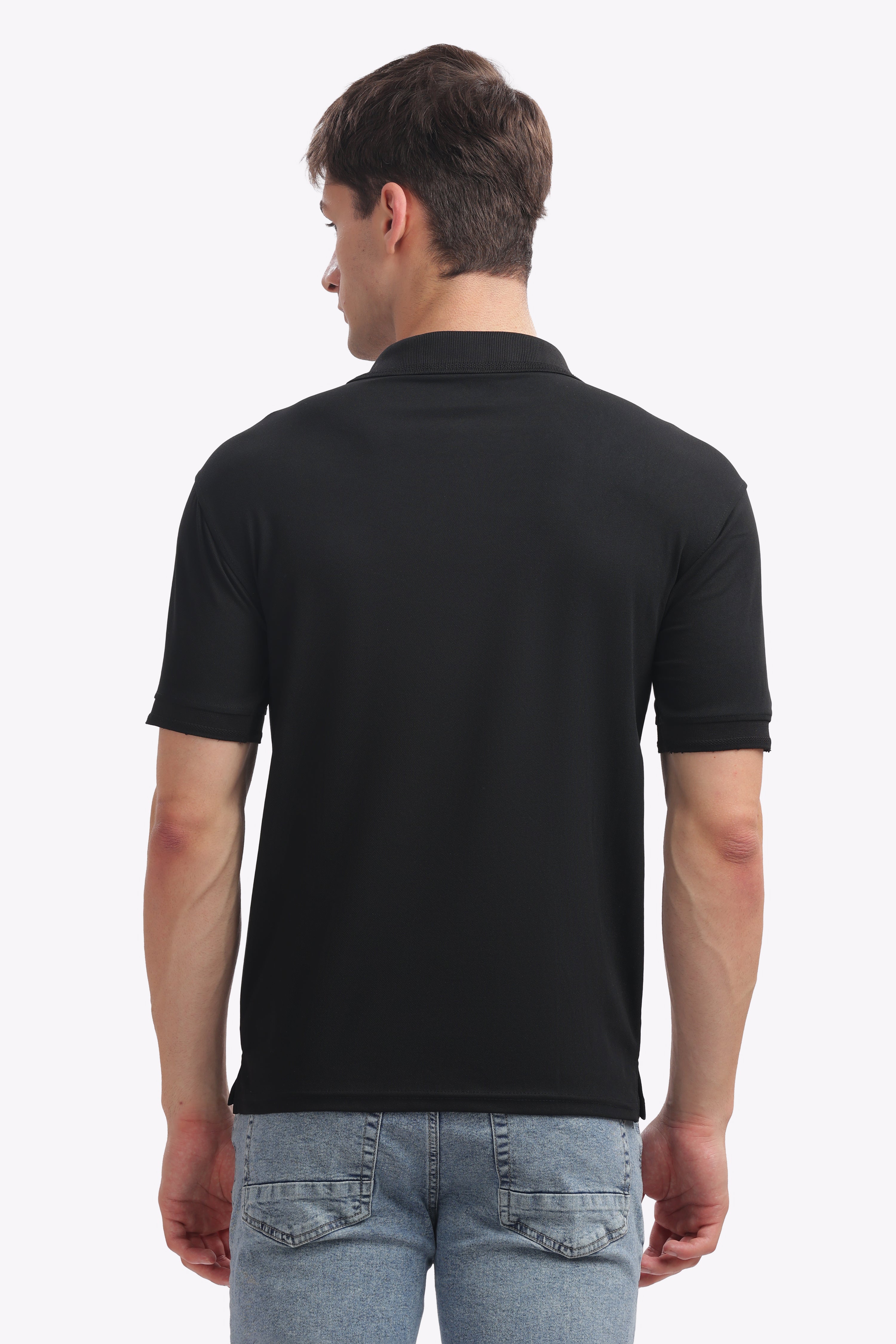 MARS “Midnight Classic” Premium Collar T-Shirt – Black Edition | Smart Fit Polo for Men