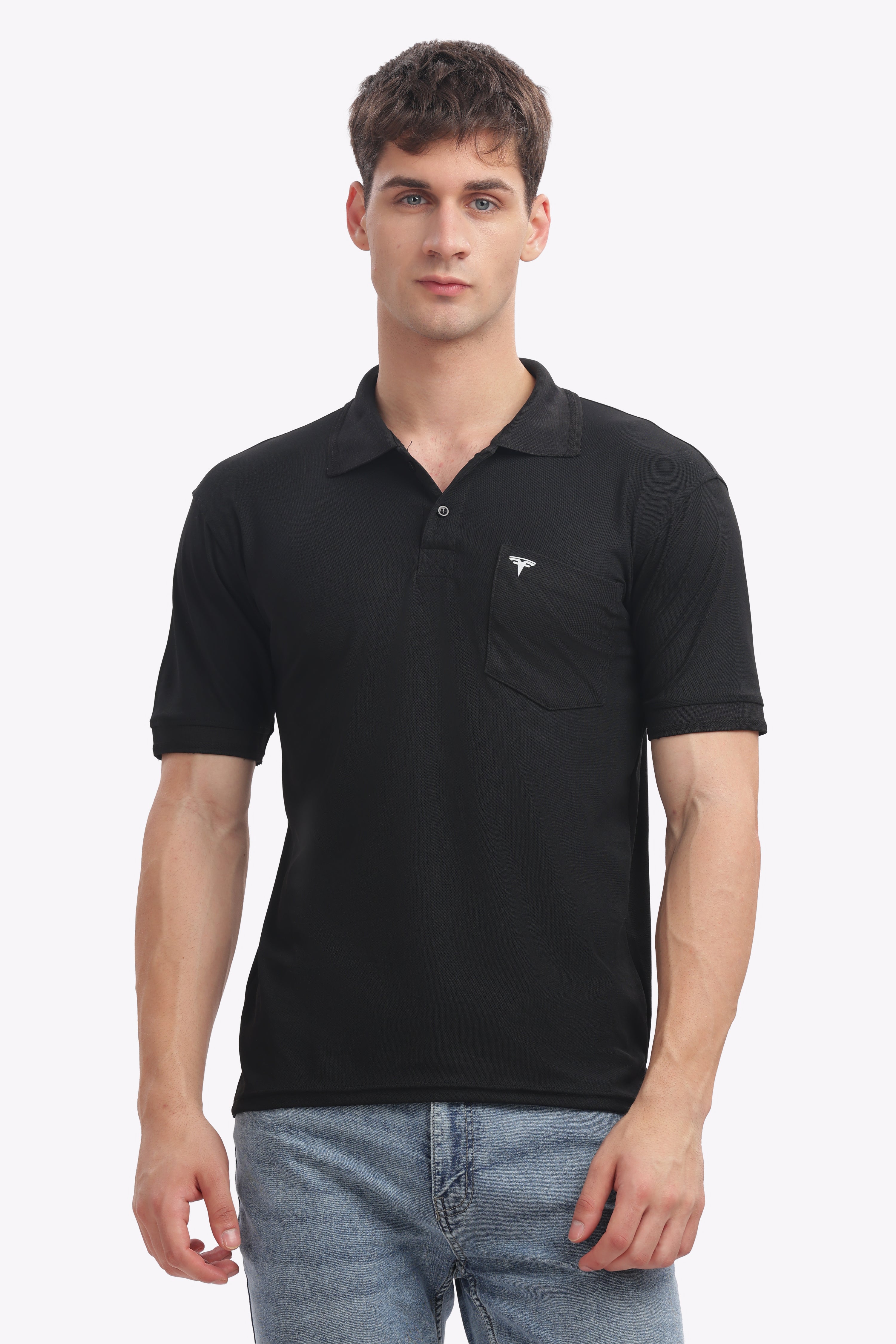 MARS “Midnight Classic” Premium Collar T-Shirt – Black Edition | Smart Fit Polo for Men