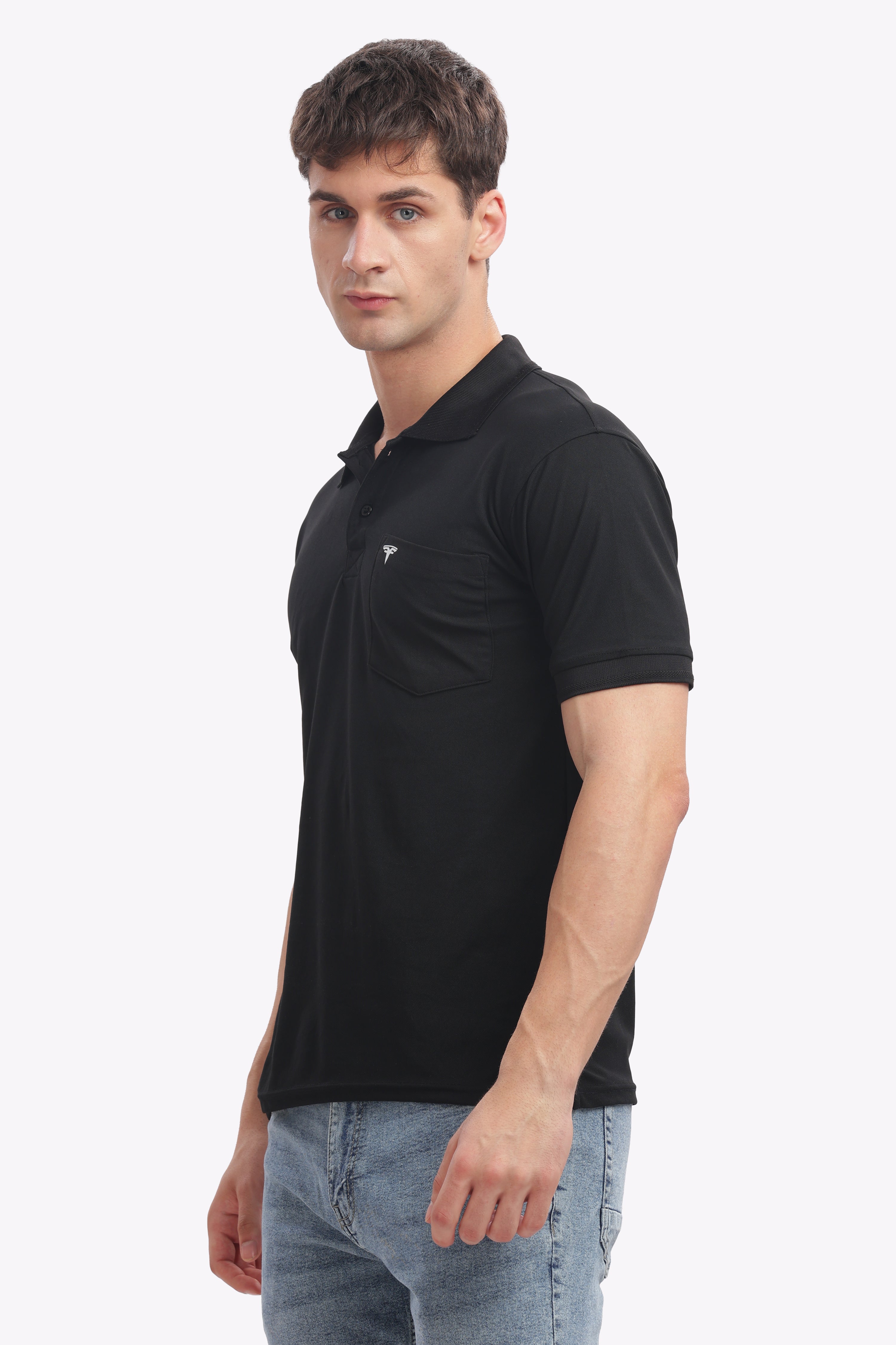 MARS “Midnight Classic” Premium Collar T-Shirt – Black Edition | Smart Fit Polo for Men