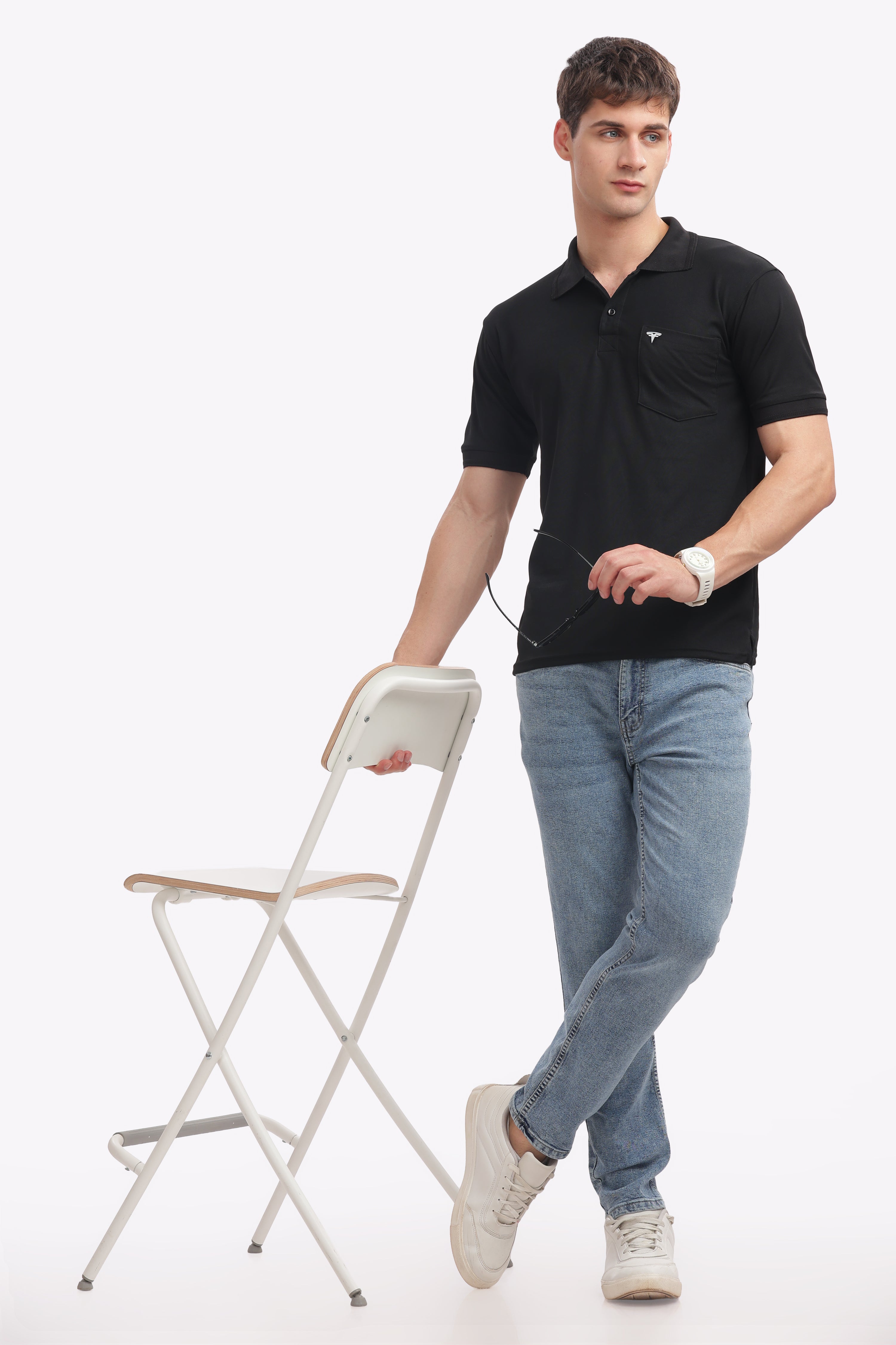 MARS “Midnight Classic” Premium Collar T-Shirt – Black Edition | Smart Fit Polo for Men