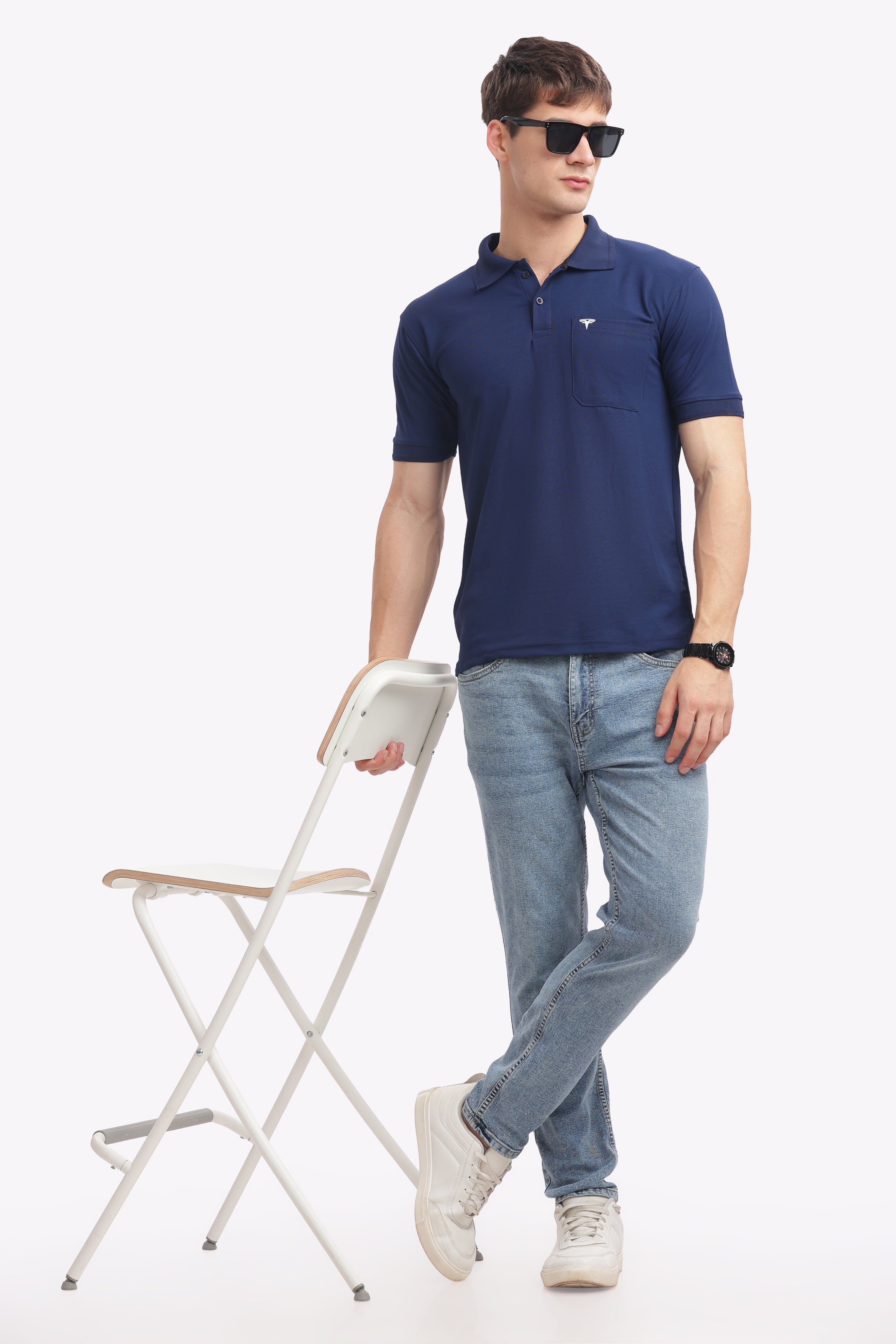 MARS “Deep Wave” Navy Blue Polo | Premium Smart Casual T-Shirt for Men
