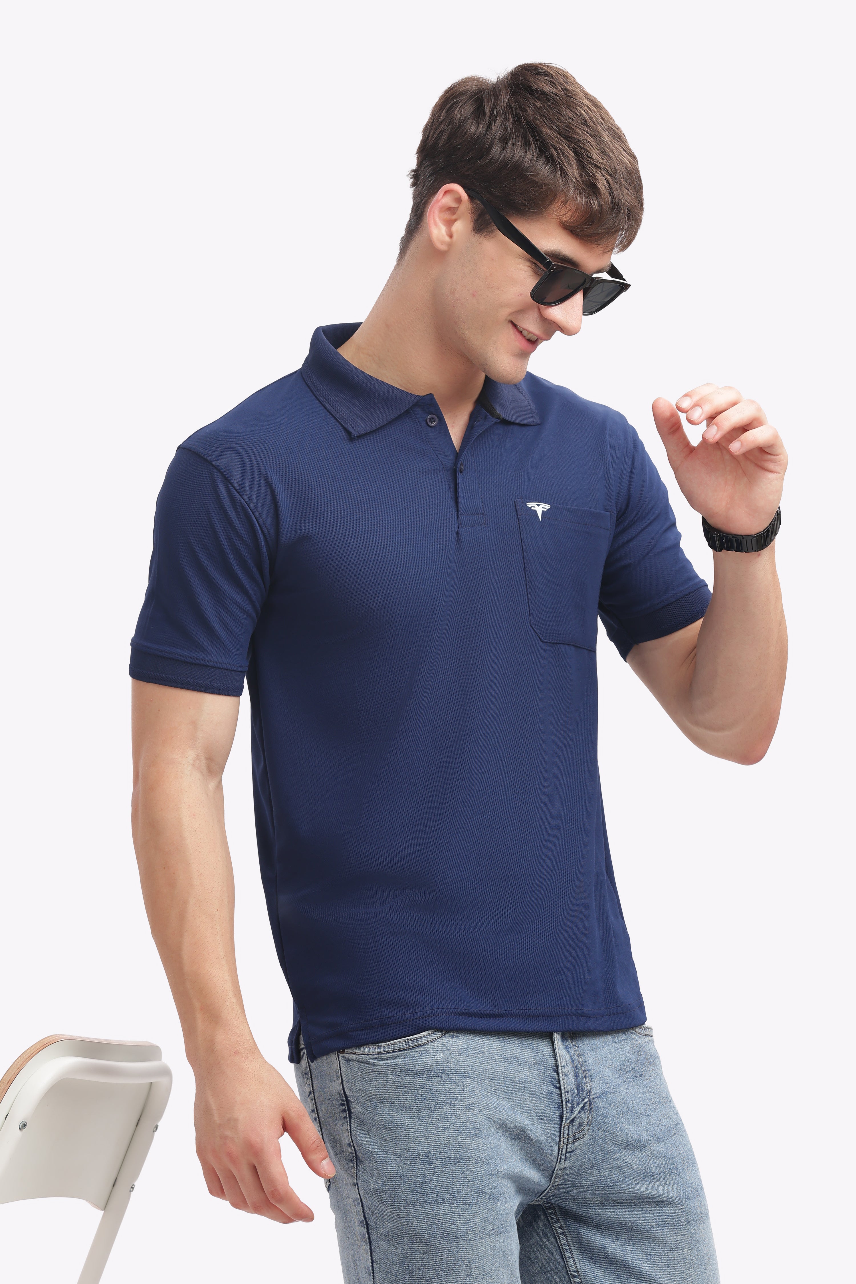 MARS “Deep Wave” Navy Blue Polo | Premium Smart Casual T-Shirt for Men