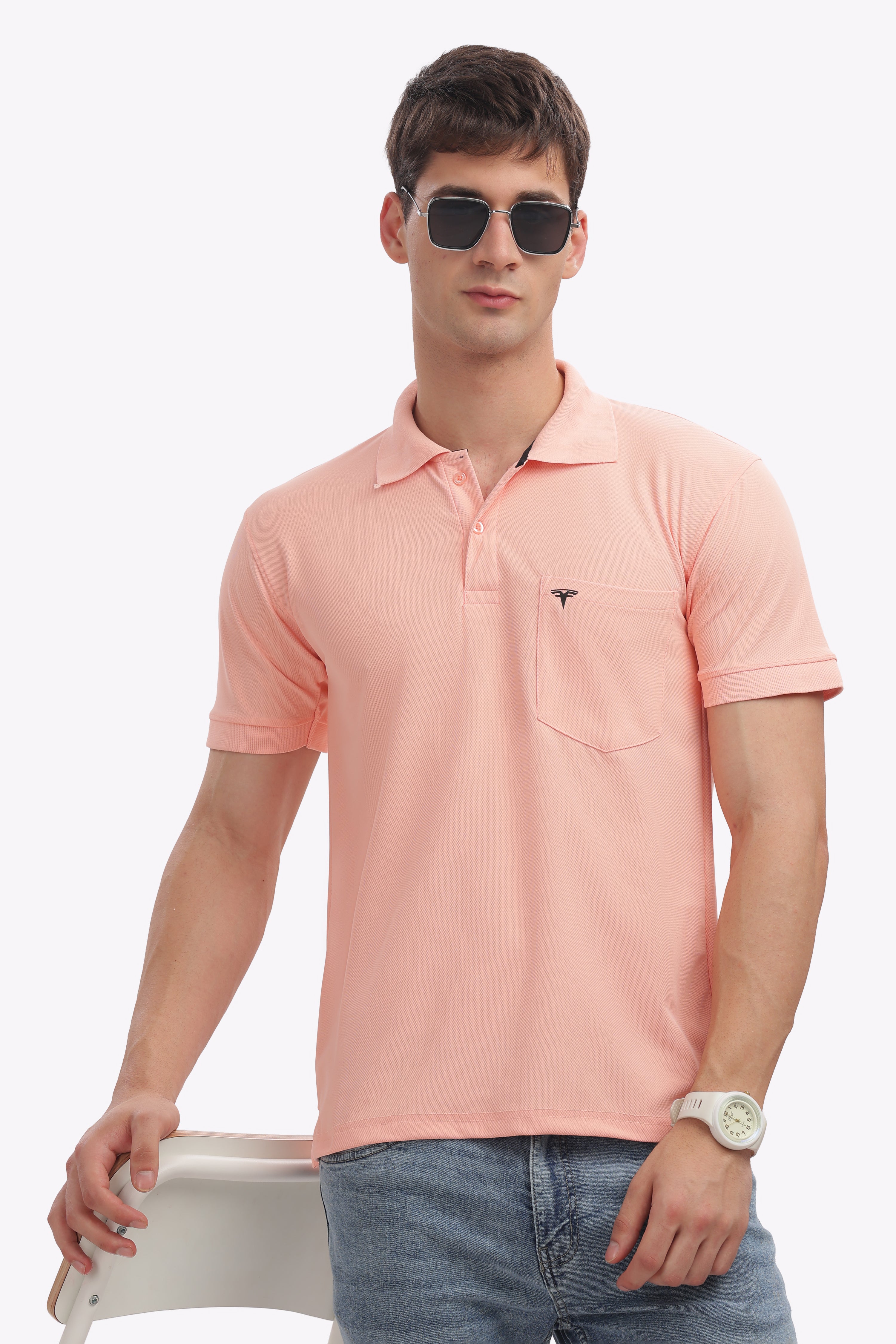 MARS “Rose Mist” Collar T-Shirt – Light Pink