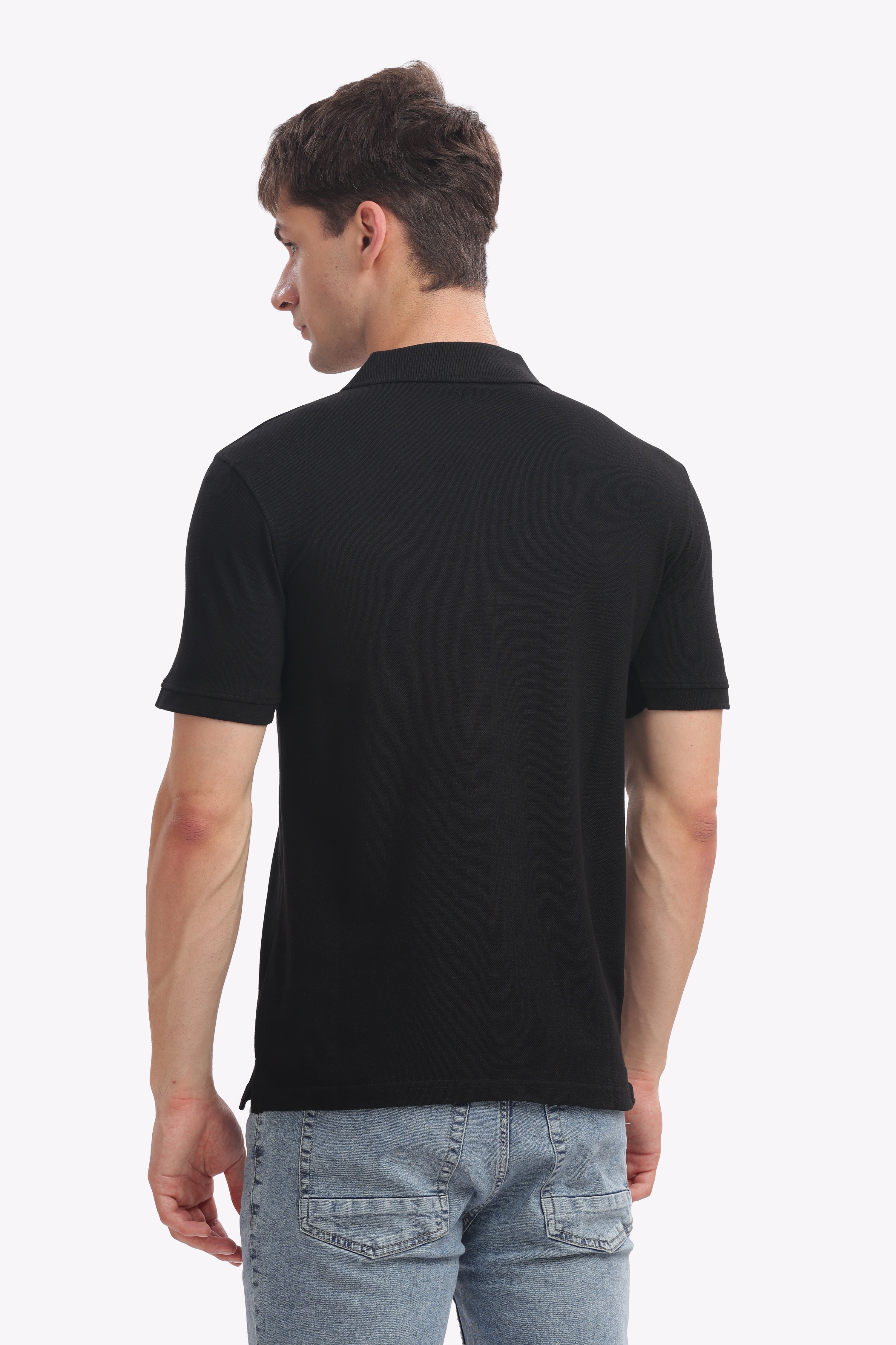 Men’s Black Cotton Collared T-Shirt | Timeless Polo for Every Occasion