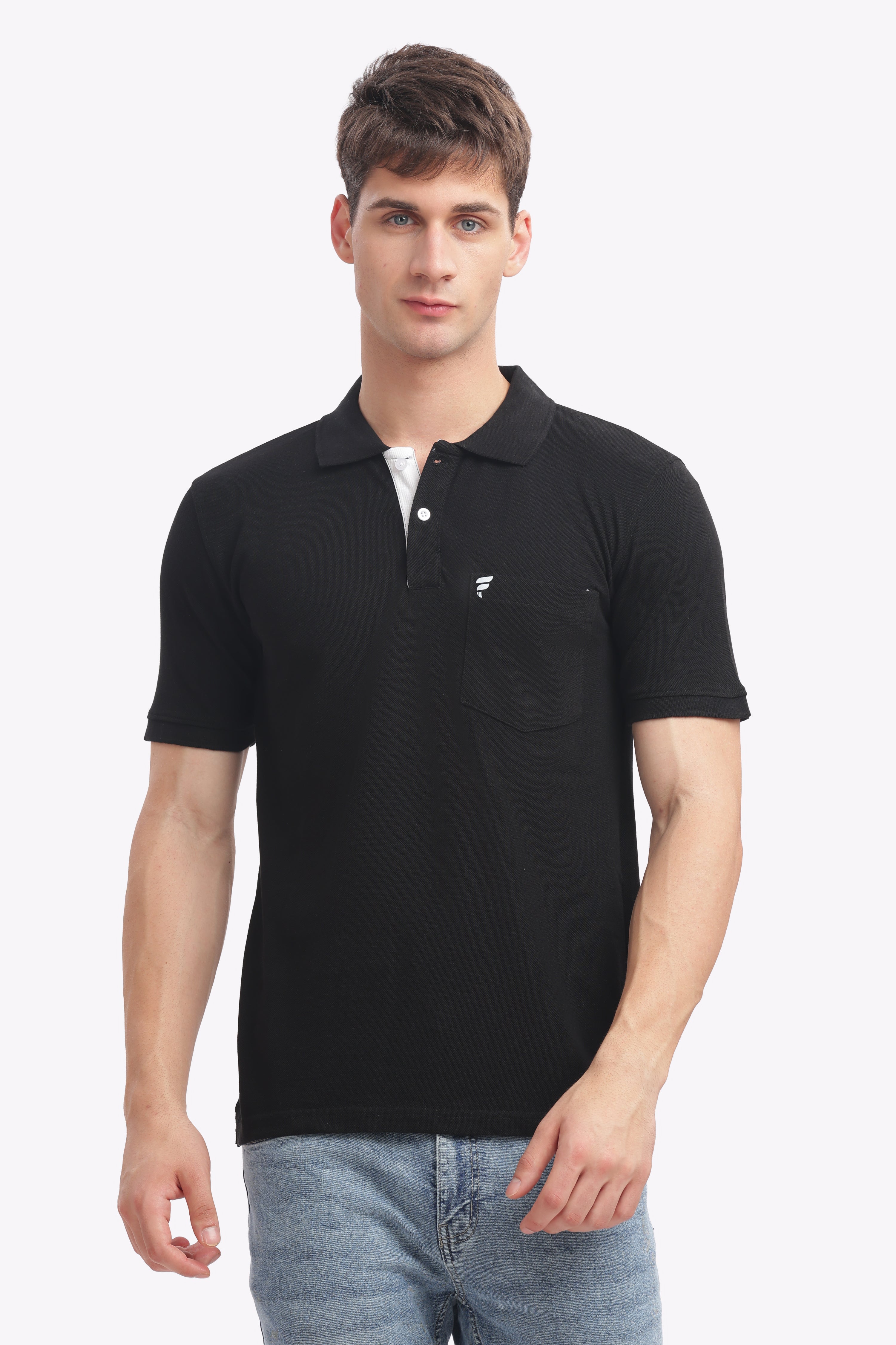 Men’s Black Cotton Collared T-Shirt | Timeless Polo for Every Occasion