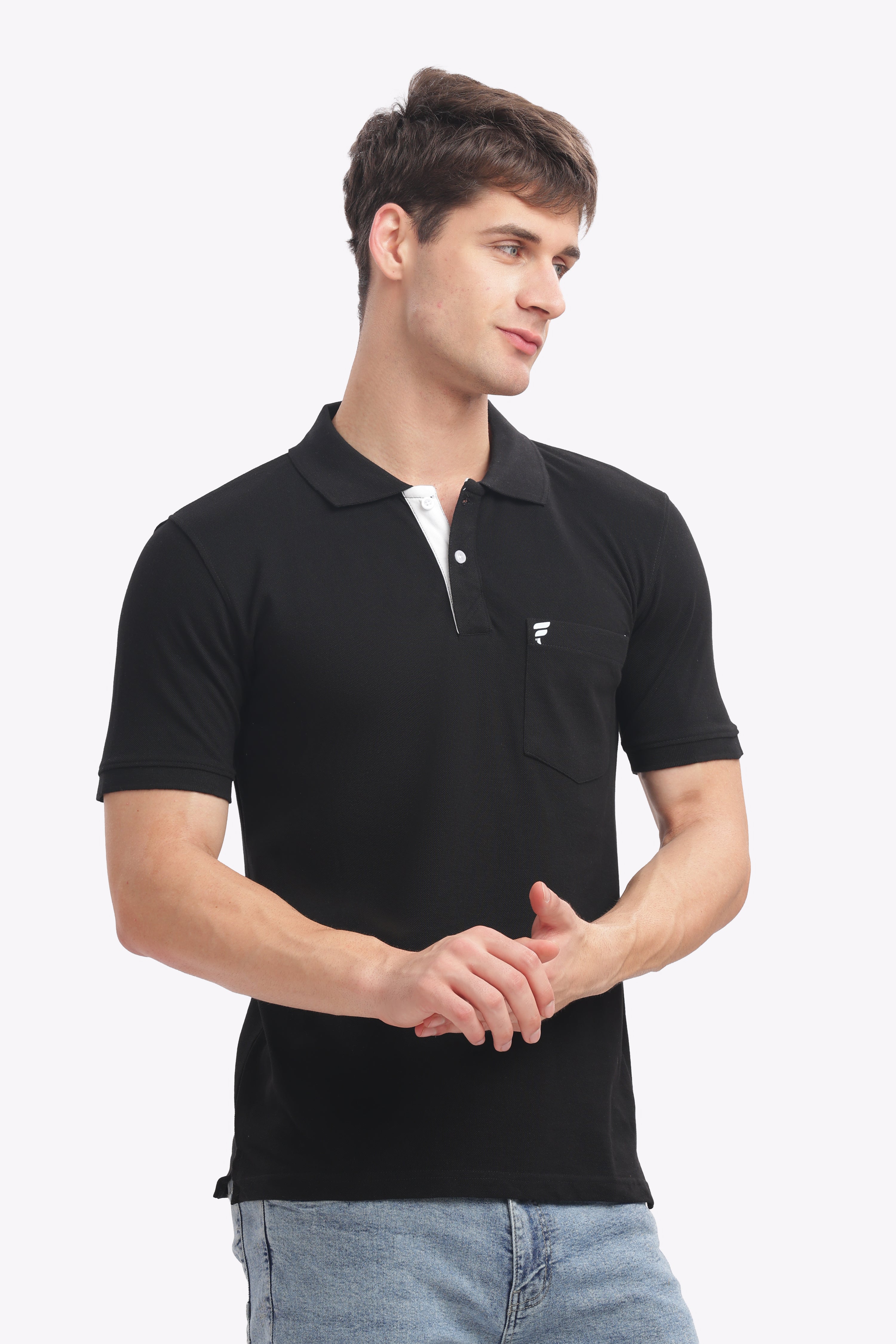 Men’s Black Cotton Collared T-Shirt | Timeless Polo for Every Occasion