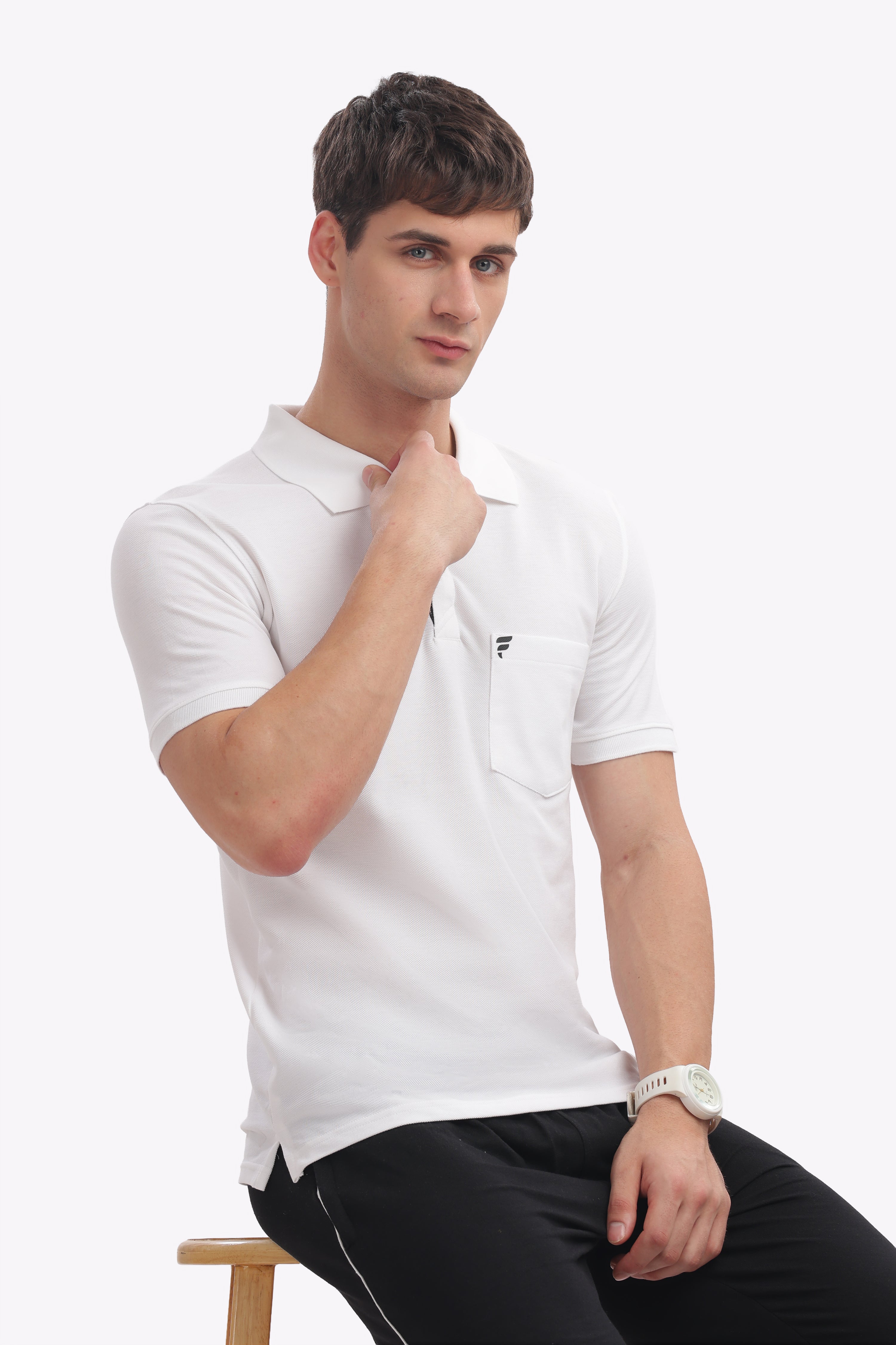 Men’s White Cotton Collared Polo | Classic Clean Look