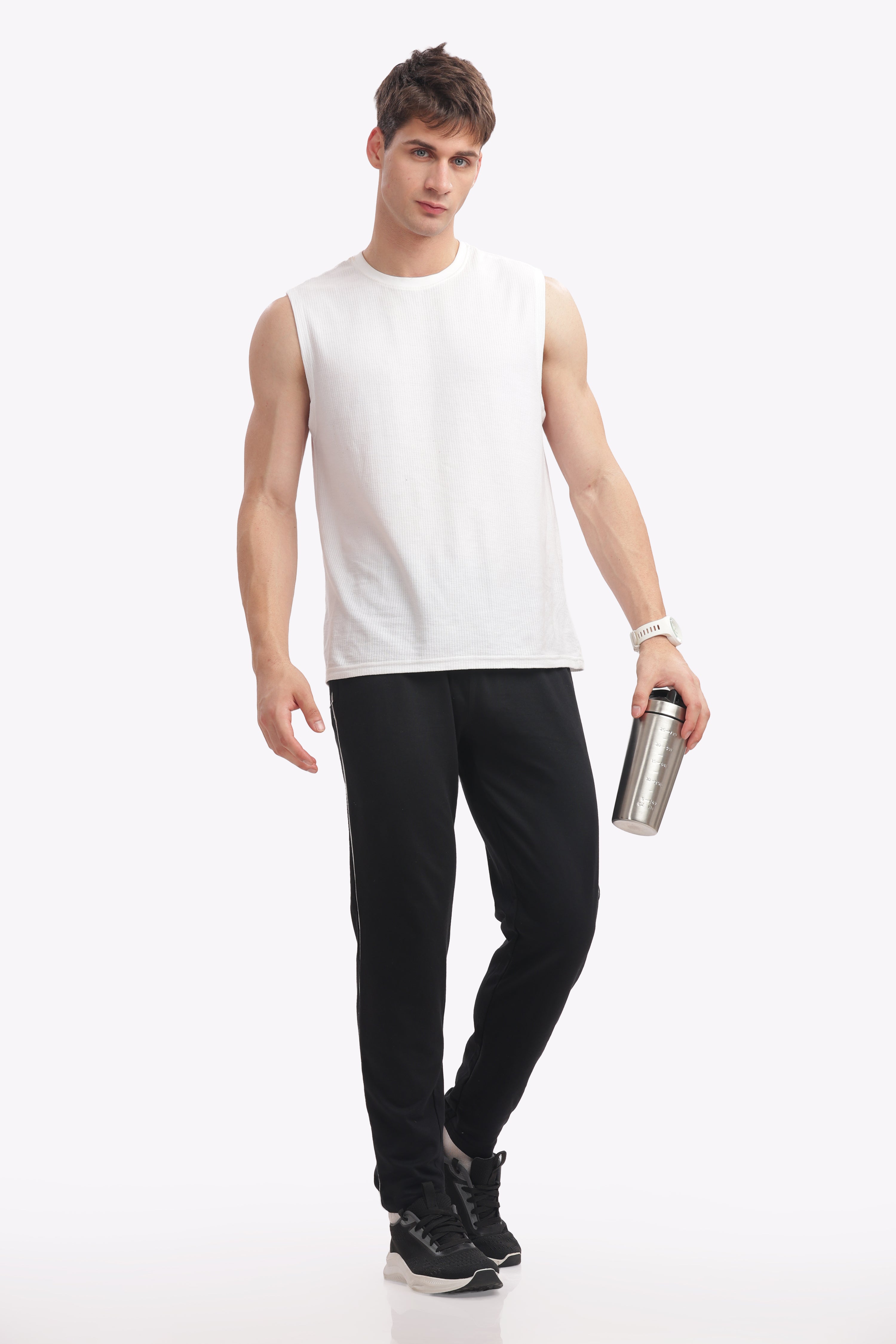 Fitobee Men’s Premium Cotton Track Pants – Black | Oversized