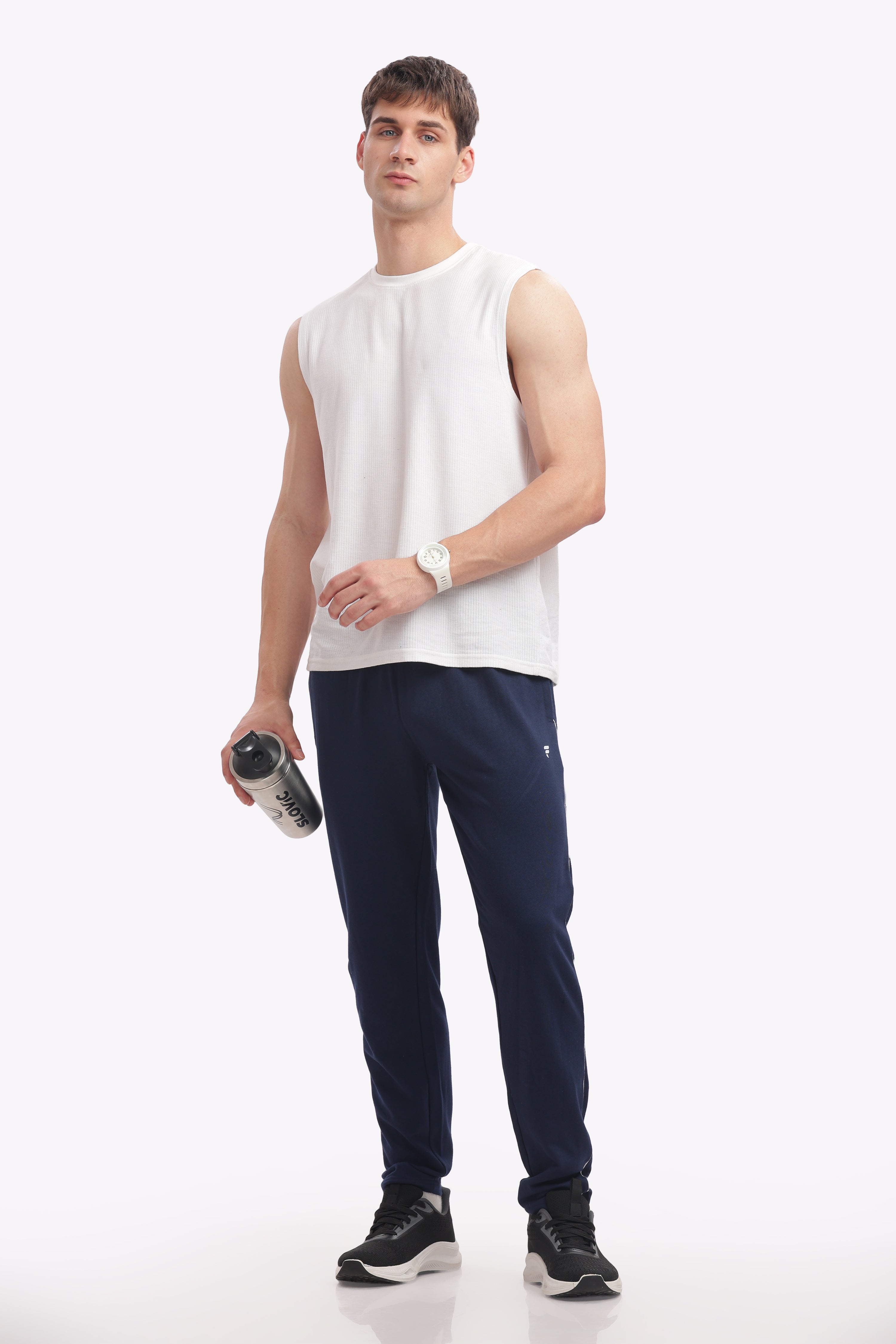 Men’s Cotton Track Pant – Navy Melange | Premium Comfort Joggers for Gym & Lounge