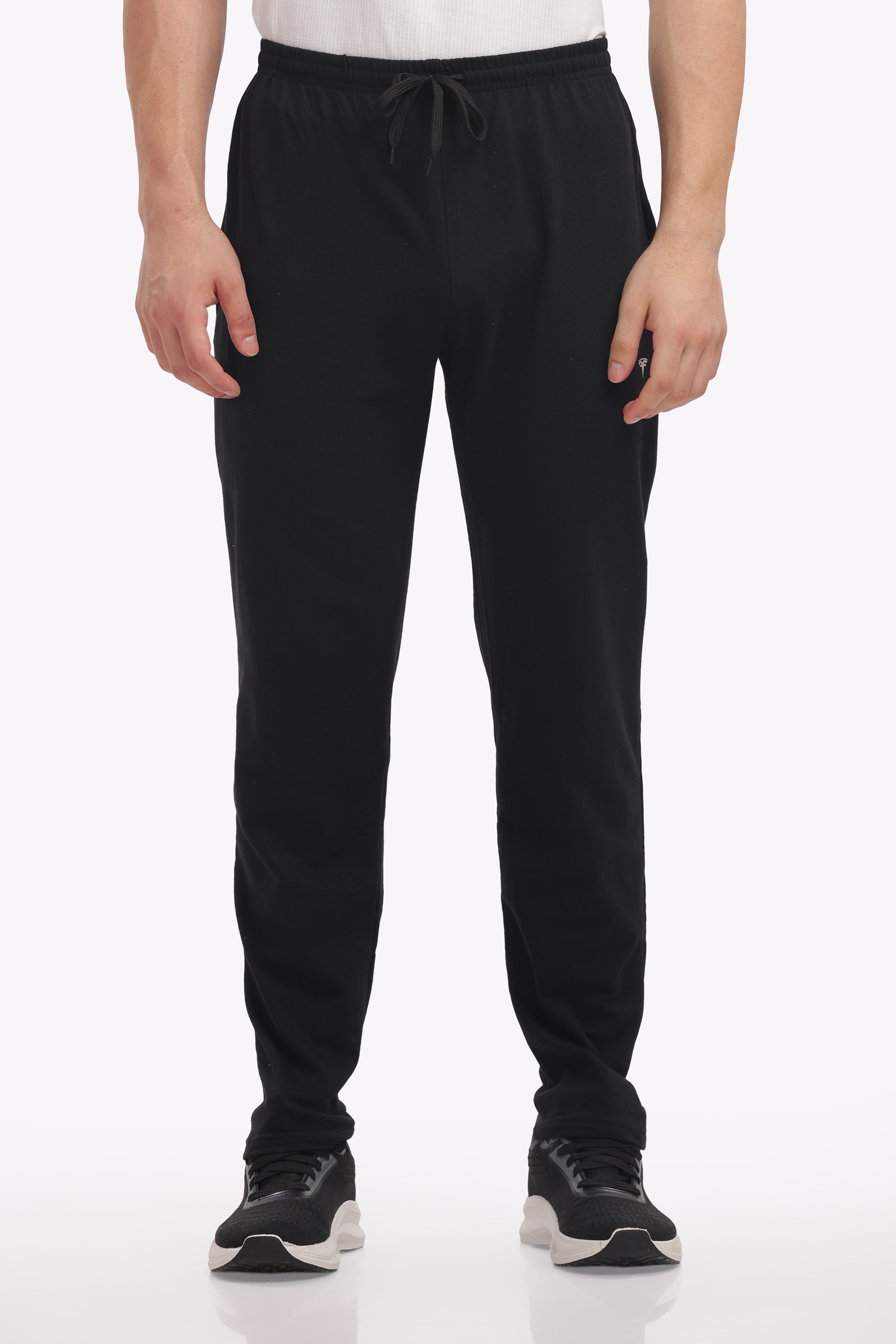 Men’s Cotton Track Pants – Black Melange | 200 GSM Breathable Cotton | Casual