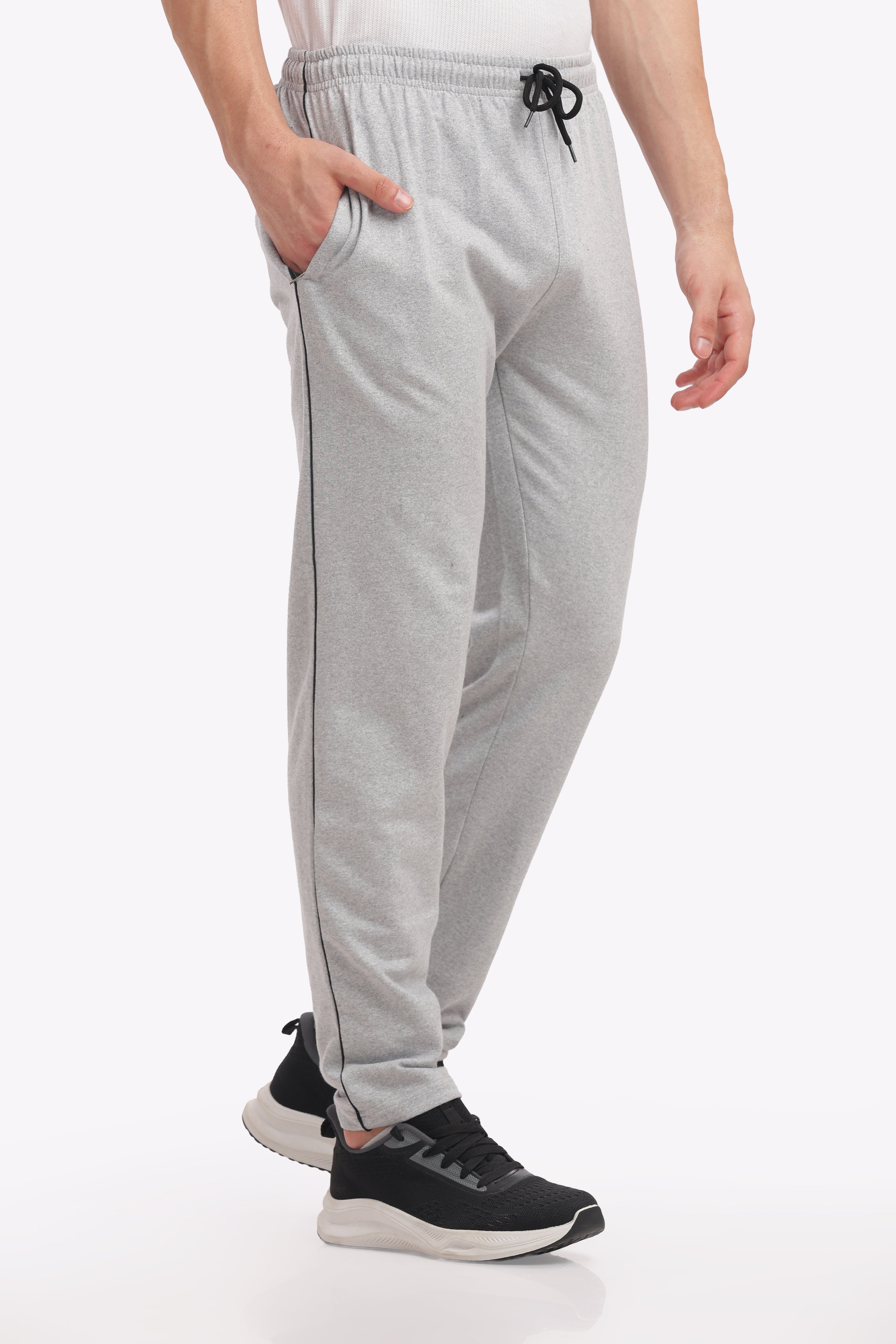Men’s Cotton Track Pant – White Melange | Stylish Joggers for Gym, Travel & Everyday Use