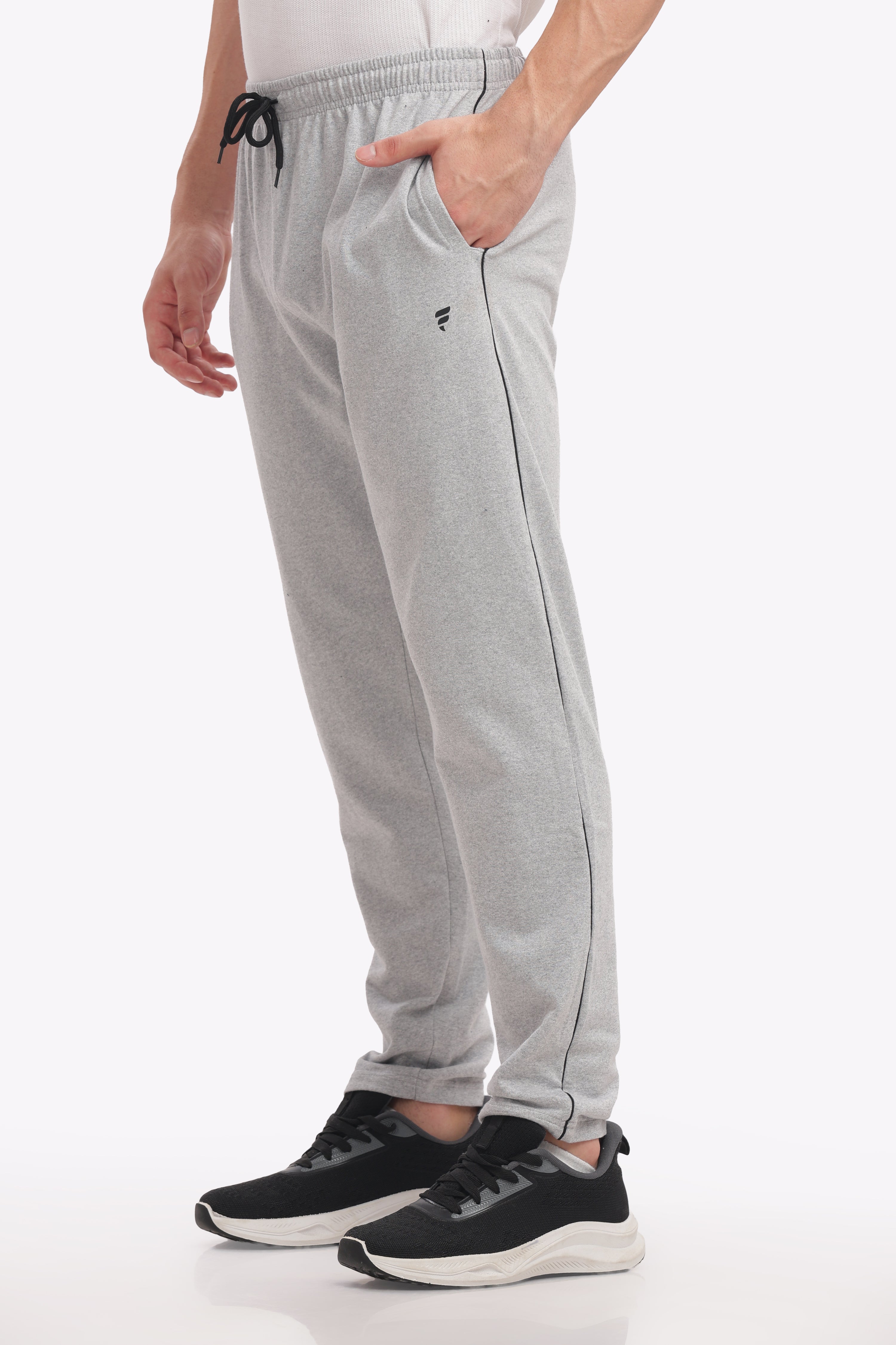 Men’s Plus-Size Cotton Track Pant – White Melange | Soft & Stylish Joggers for Gym, Yoga & Casual Outings