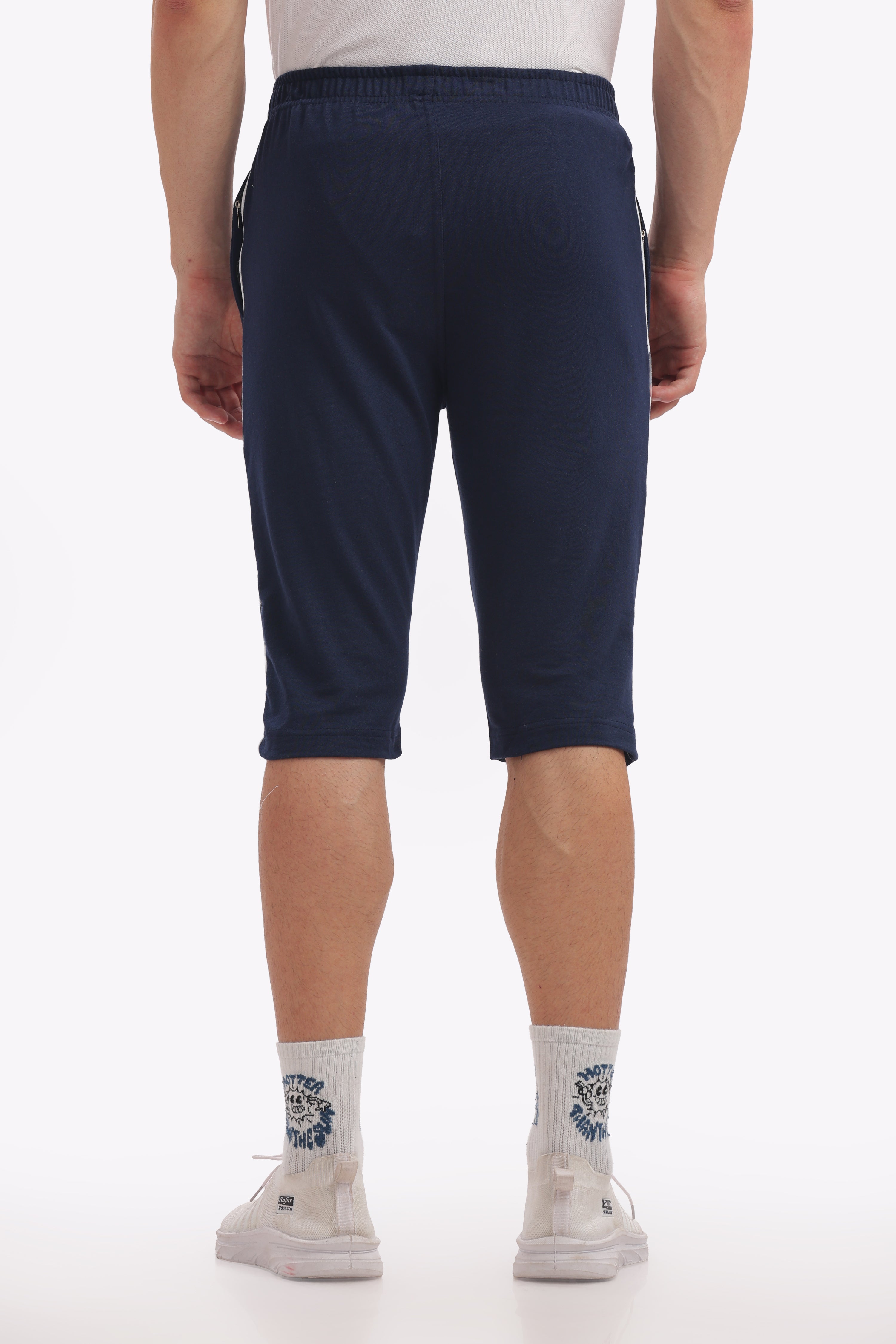 Men’s Cotton 3/4th Shorts – Navy | Casual Knee-Length Shorts