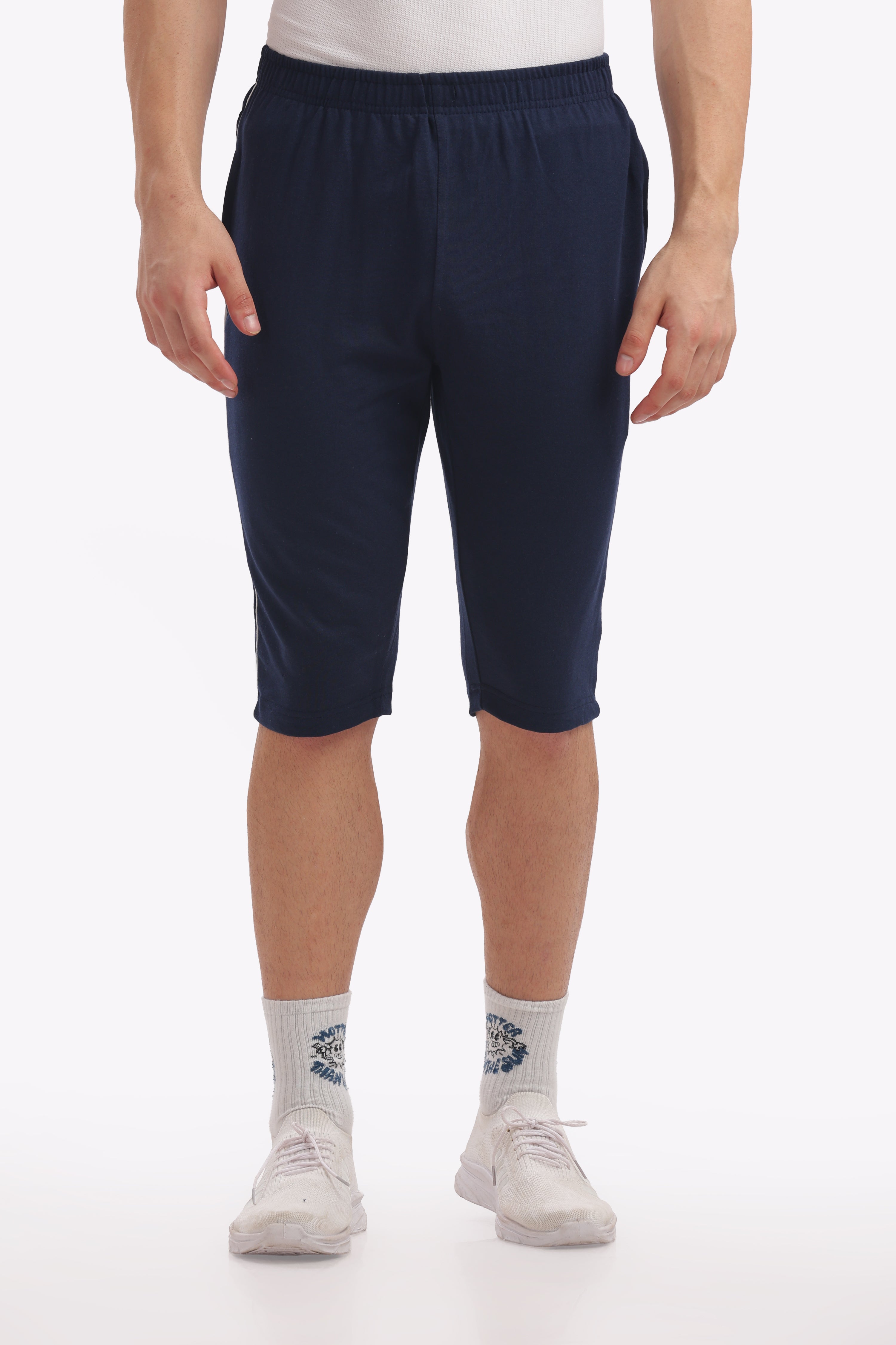 Men’s Cotton 3/4th Shorts – Navy | Casual Knee-Length Shorts