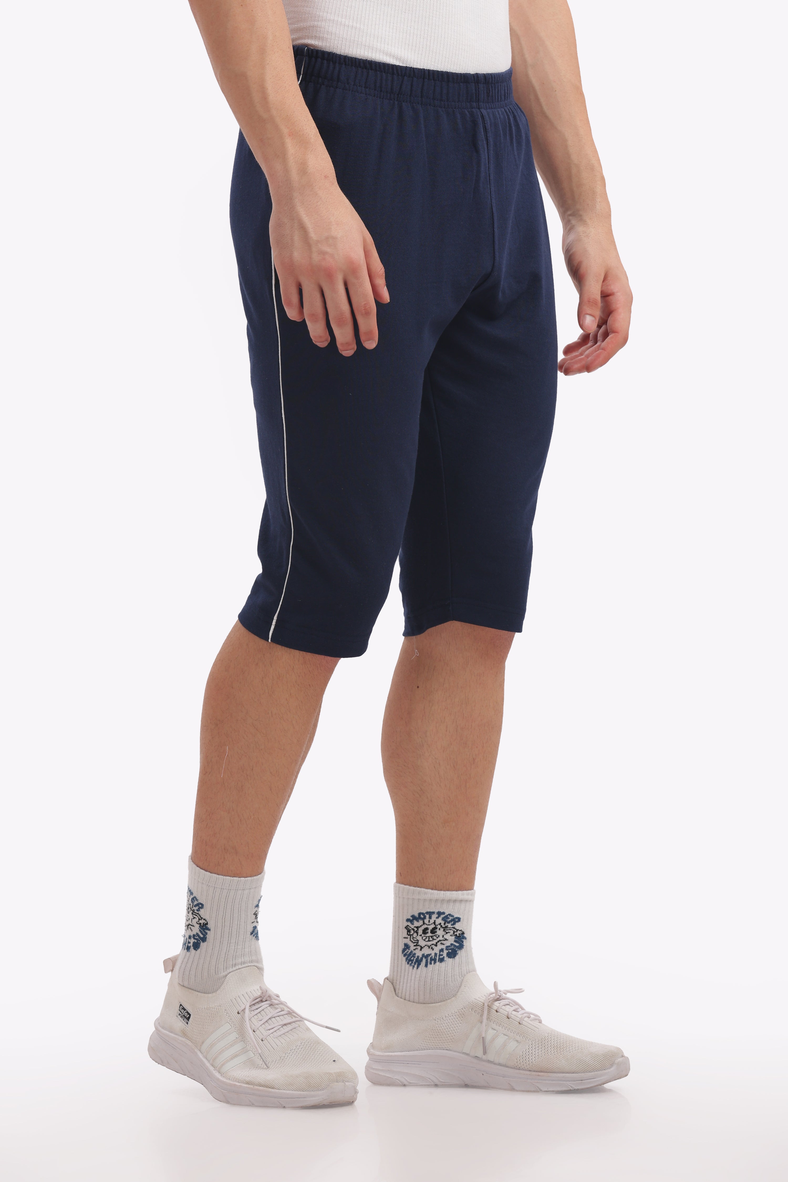 Men’s Cotton 3/4th Shorts – Navy | Casual Knee-Length Shorts