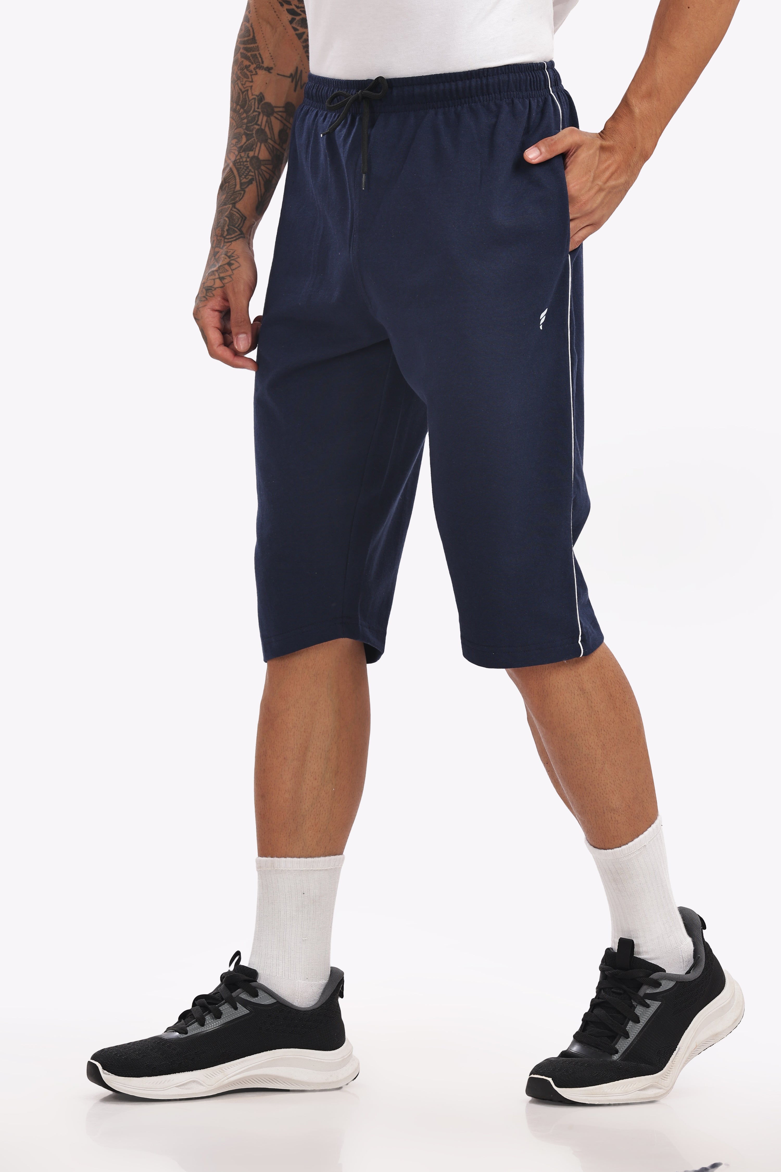 Cotton 3/4 Shorts - Black