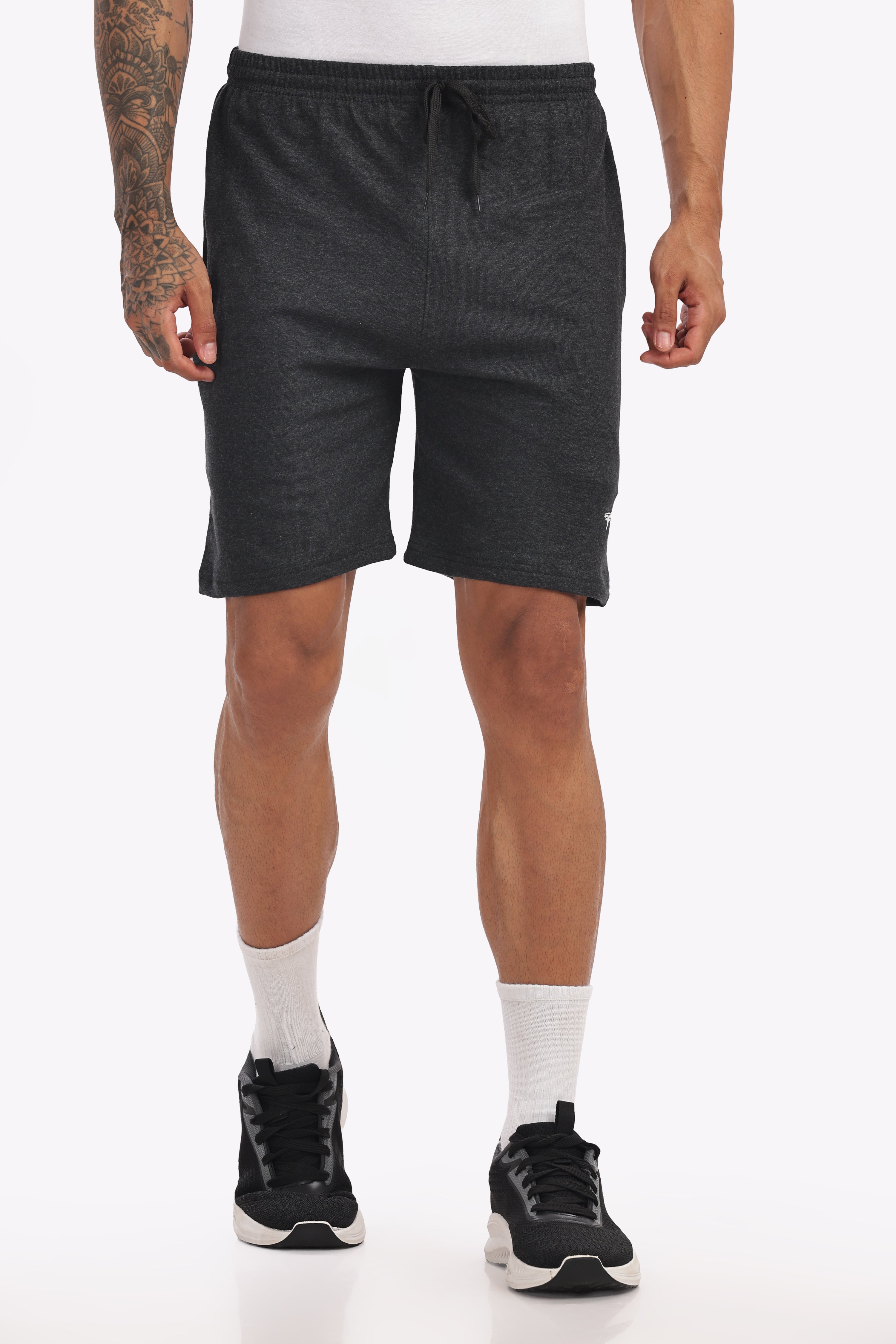 Men’s Black Melange Cotton Shorts – Plus Size (46, 48, 50) | Textured Look, Premium Cotton Comfort