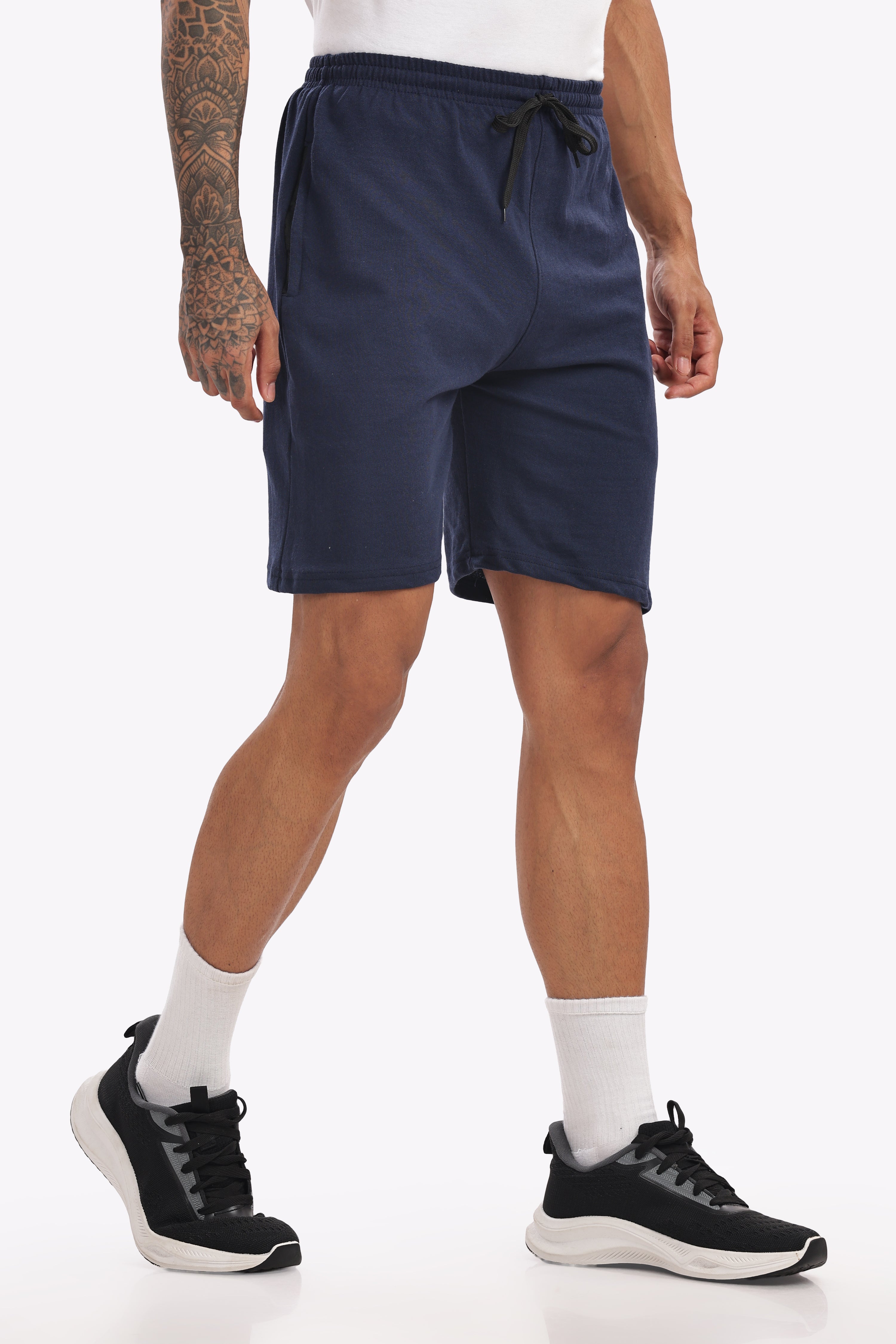 Men’s Premium Navy Cotton Shorts – Classic Fit, Breathable Fabric, Everyday Comfort