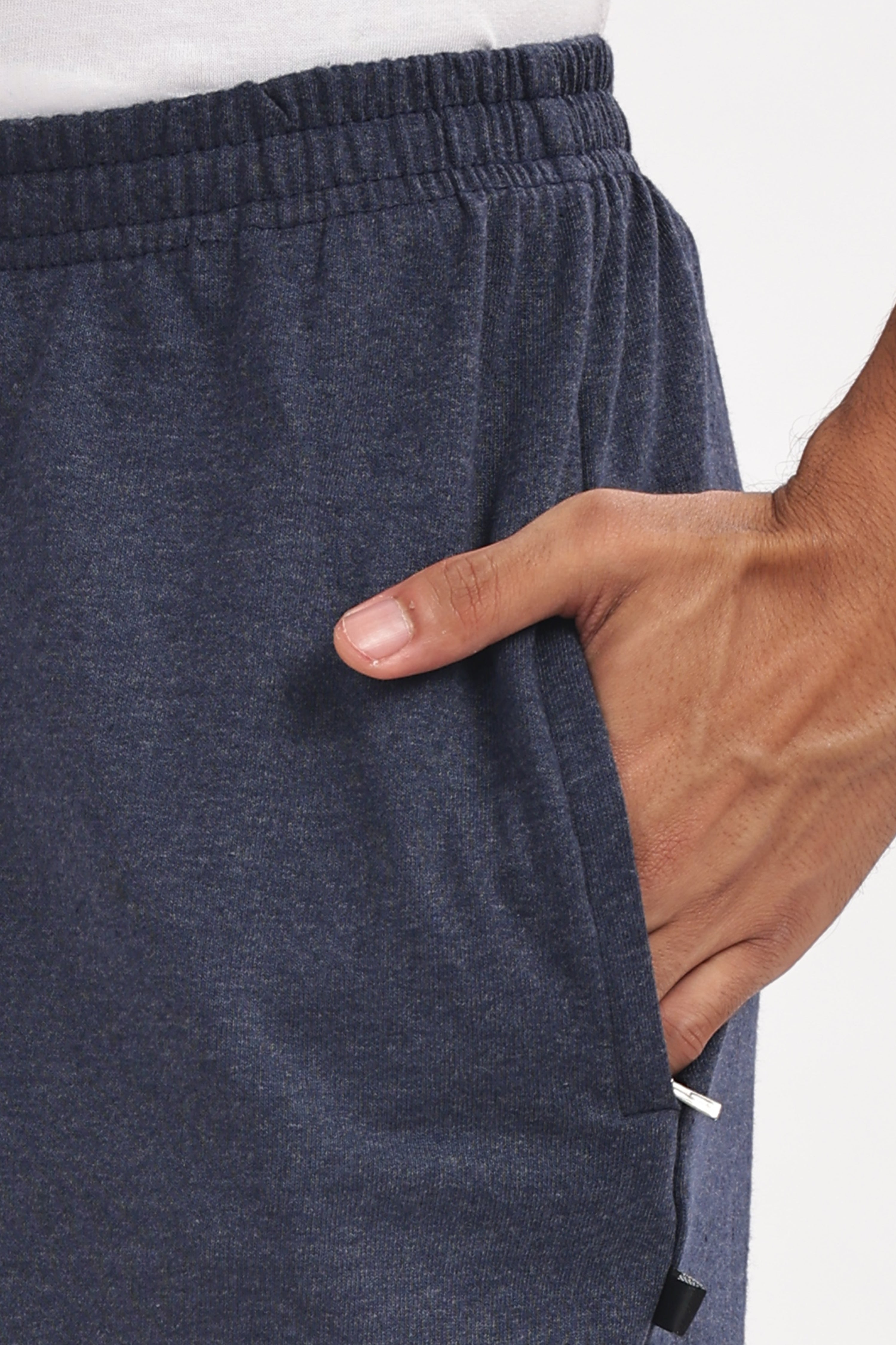 Men’s Premium Navy Melange Cotton Shorts – Textured Fabric, Soft & Lightweight